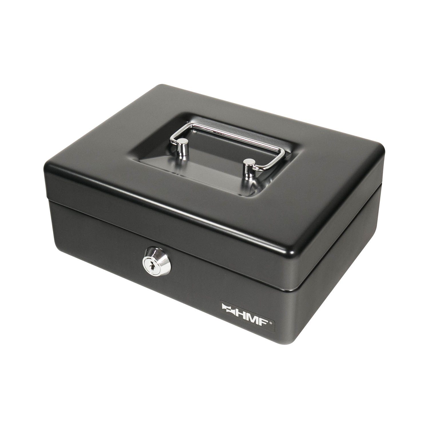HMF Geldkassette Abschließbare Schlüssel, cm mit Bargeldkasse robuste 20x16x9 schwarz Münzzählbrett, mit Geldbox