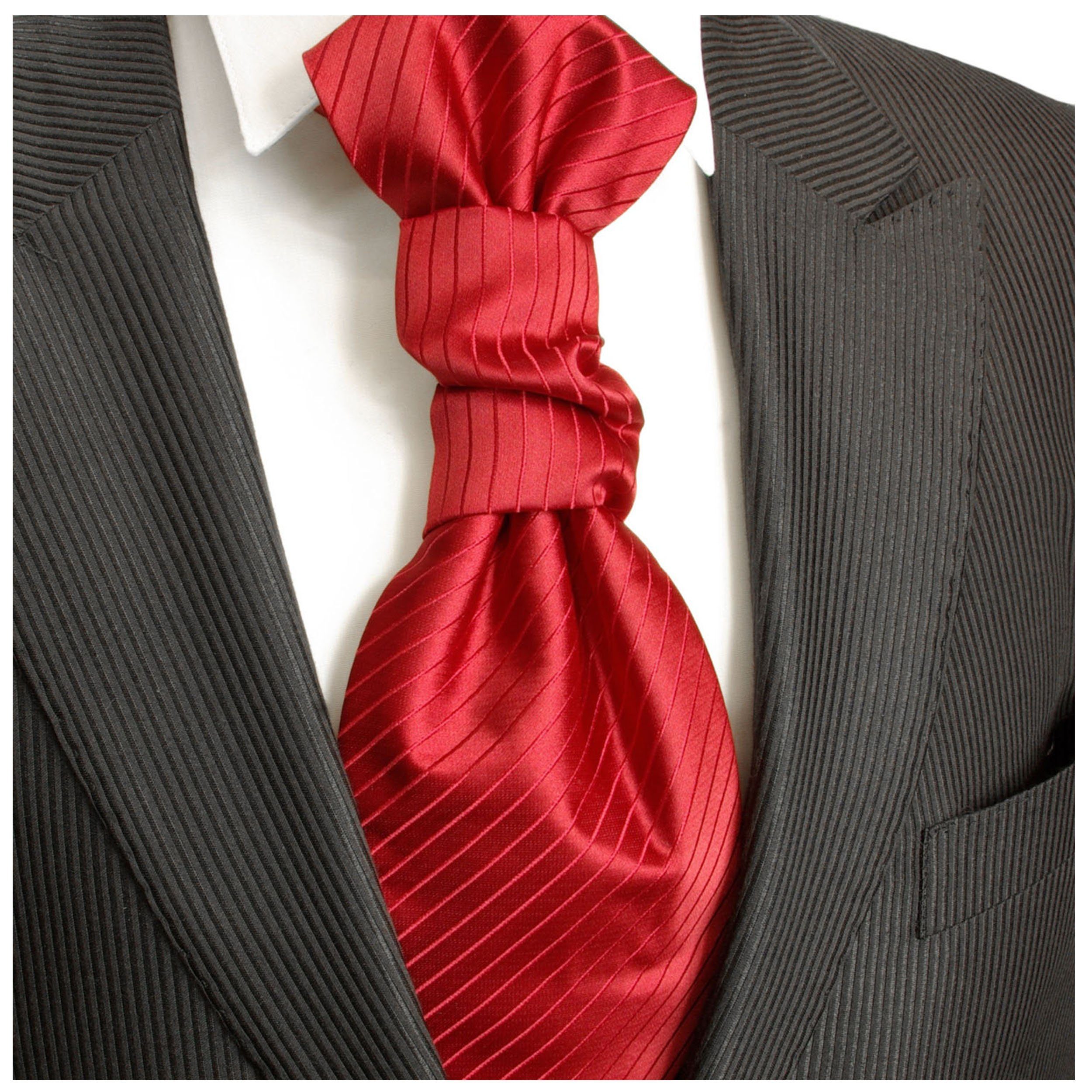 - v24 Hochzeitskrawatte Malone Plastron uni Herren vorgebunden Elegantes Paul rot Krawatte