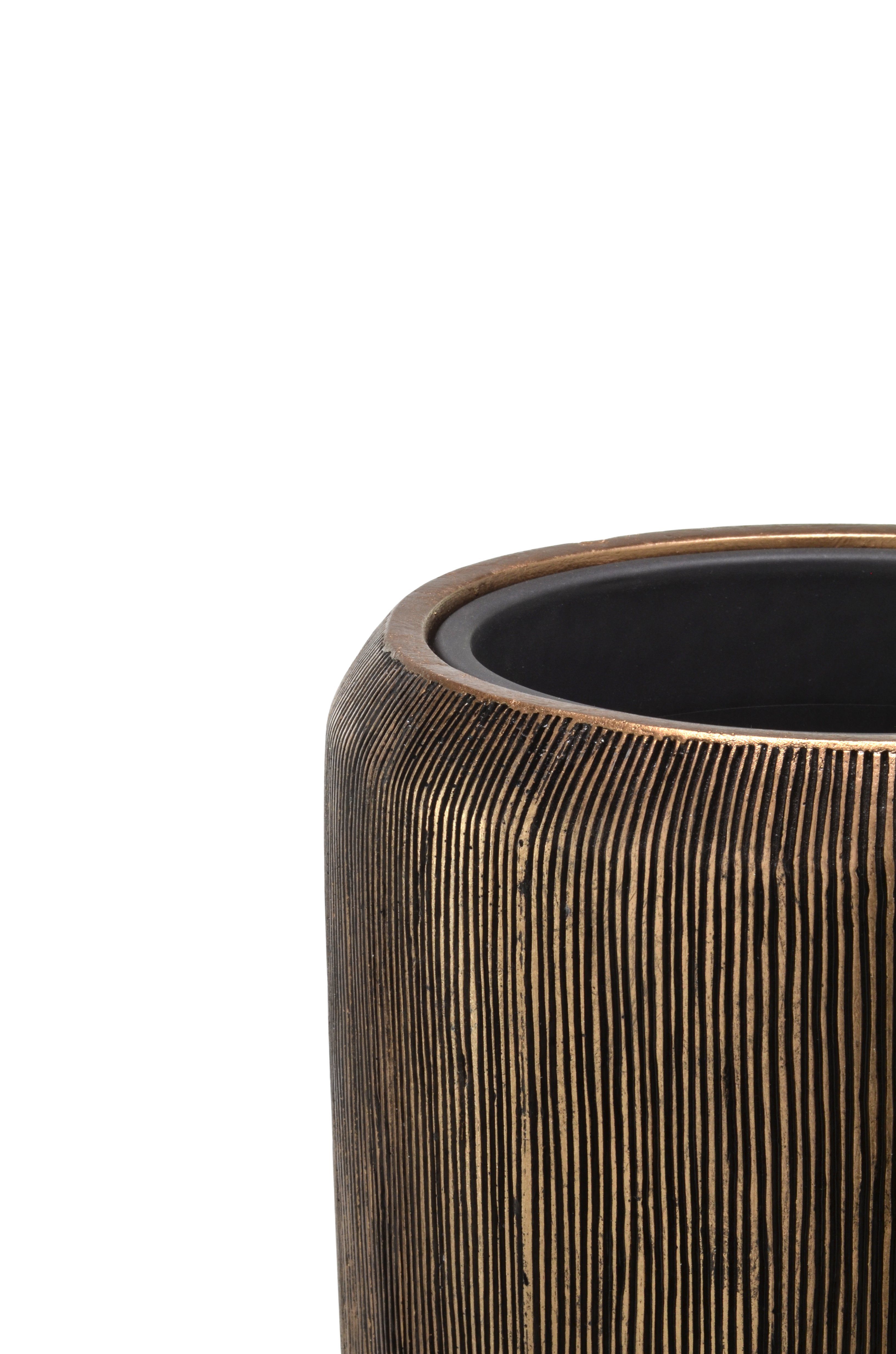 Flingora Bodenvase Esmee, mit Einsatz - Fiberglas - Indoor - Bronze - Höhe 97 cm