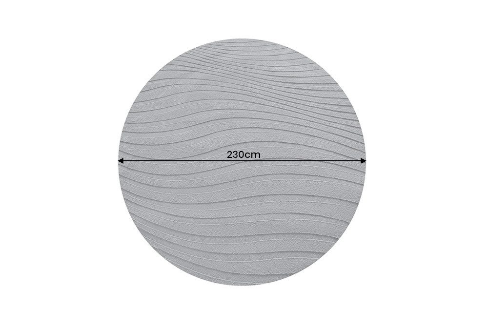 riess-ambiente Teppich WAVE 230cm anthrazit - Polyester, 3D-strukturiert, Hoch-Tief-Effekt, rund, Höhe: 1 mm, Kurzflor Indoor Matte - ideal für Flur, Badezimmer oder Loft-Wohnung