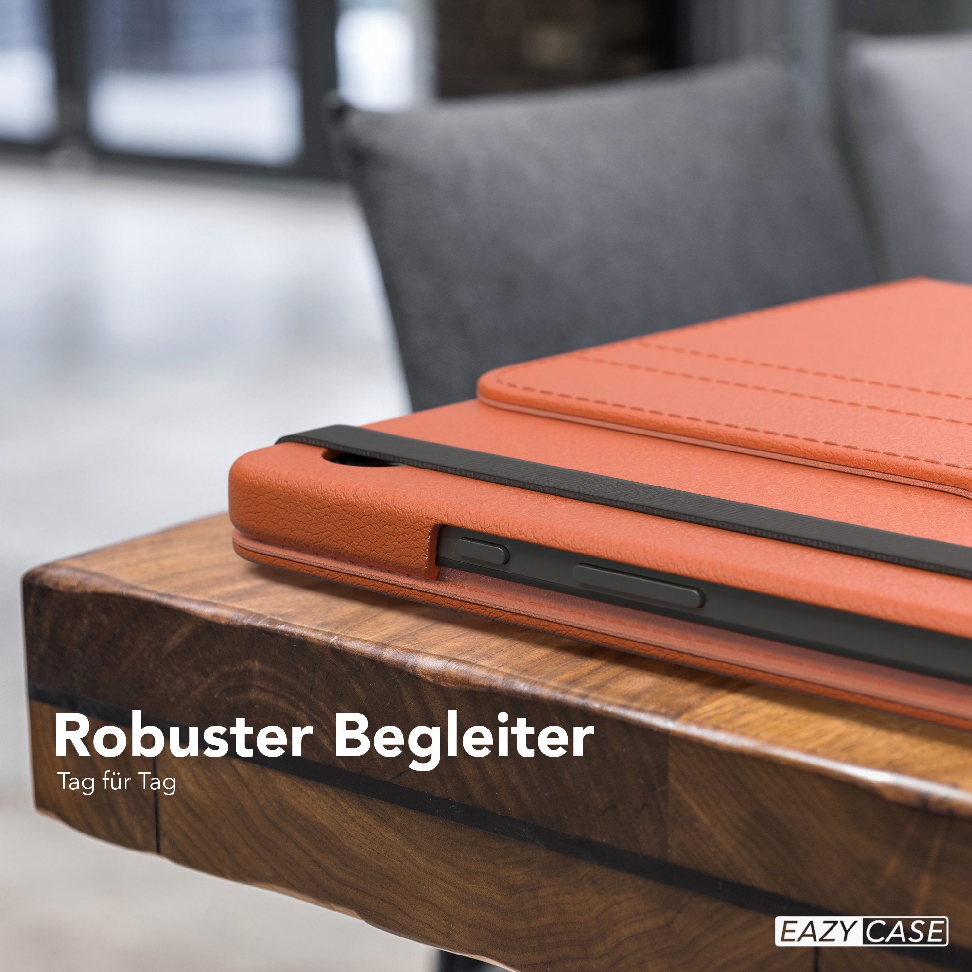 EAZY CASE Tablet-Hülle Rotation Case für Galaxy Tab A9 Plus Rotationcase 11 Zoll, Tabletschutz robust magnetisch verstellbar Klappetui mit Deckel Orange