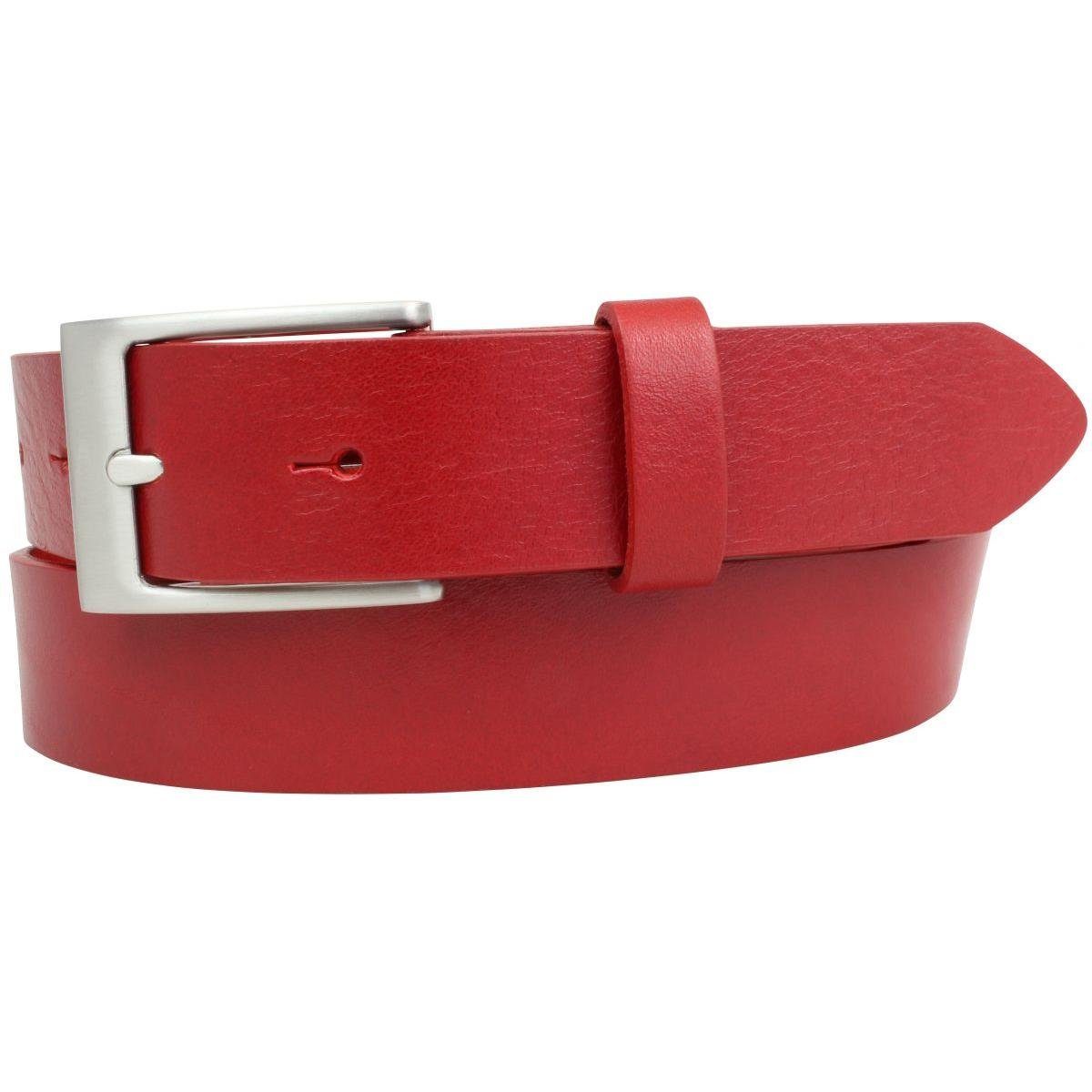 BELTINGER Ledergürtel Kinder-Gürtel aus Vollrindleder 3 cm - Leder-Gürtel für Jungen Mädchen Rot, Silber