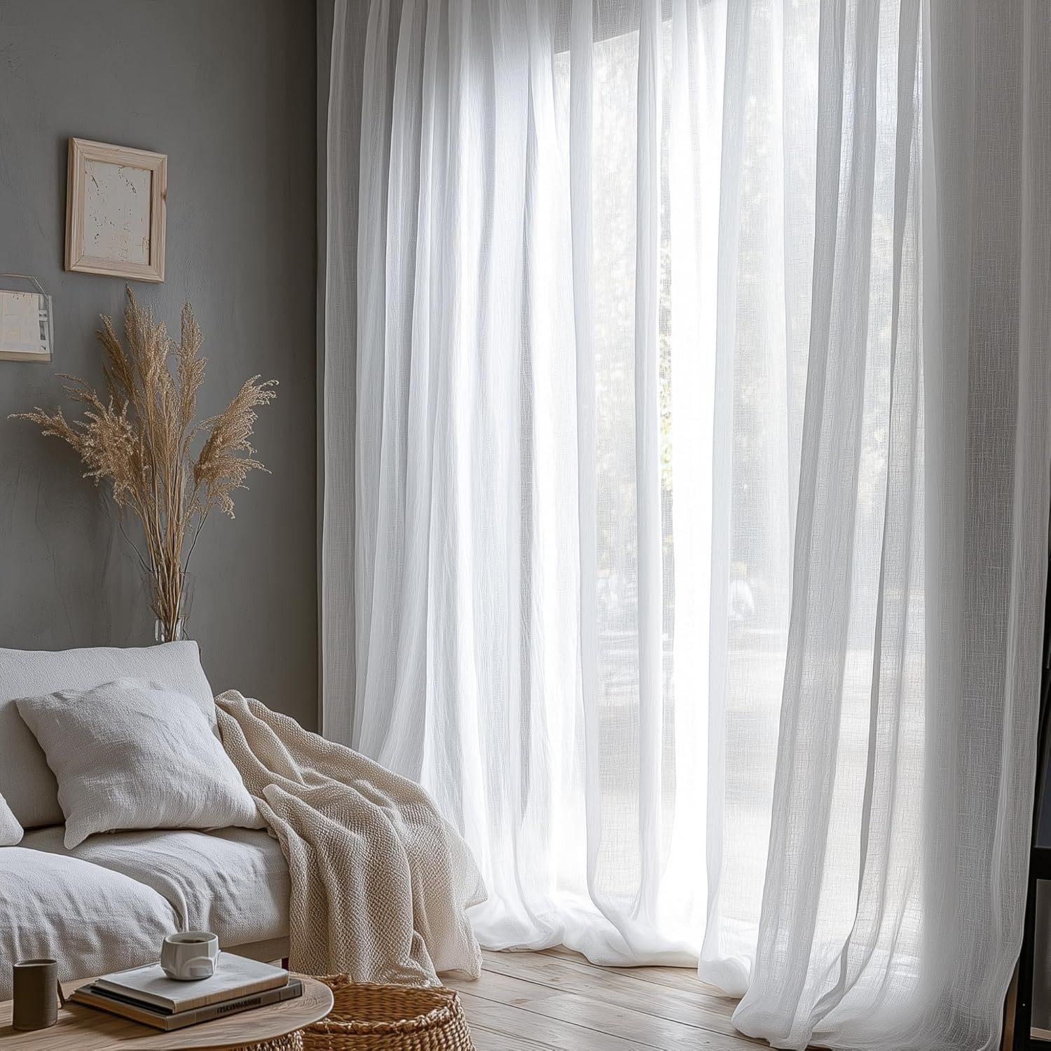 Deconovo Vorhang Voile Leinenoptik Gardinen mit günstig online kaufen