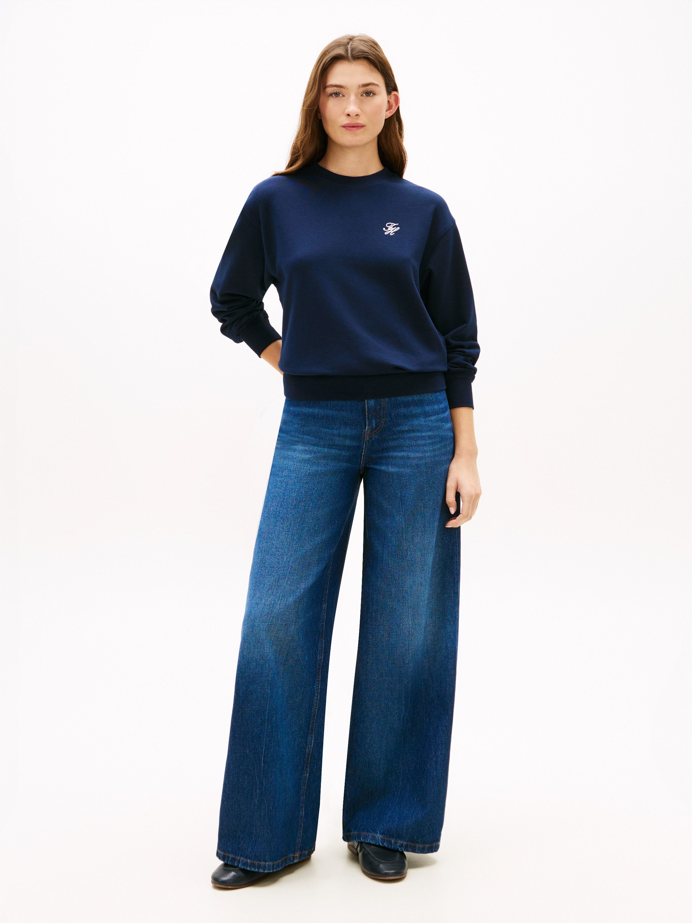 Tommy Hilfiger Sweatshirt TH SCRIPT REG SWEATSHIRT mit kleinem Logo-Stick