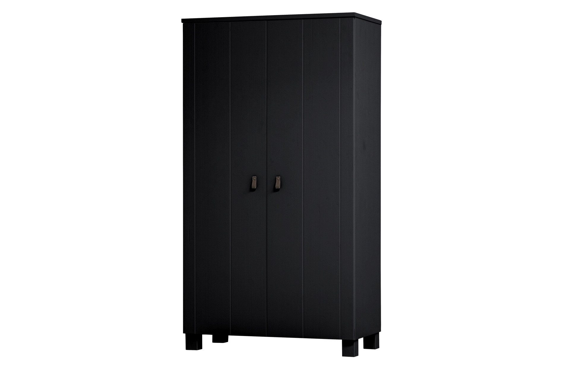 WOOOD Kleiderschrank Ties aus Kiefernholz, Schwarz