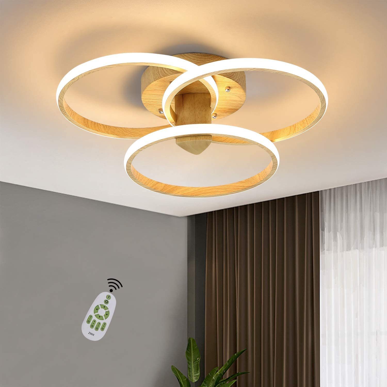 fest ZMH 49.5CM LED 3 Deckenlampe, LED integriert Wohnzimmerlampe Innen Deckenleuchte Modern Ring 55W