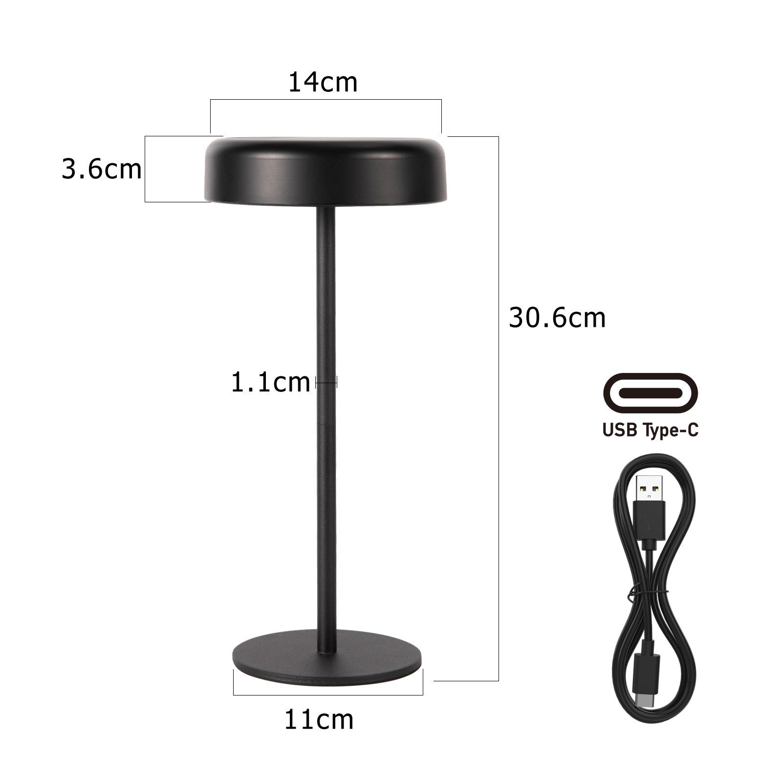 ZMH LED Tischleuchte Kabellos Solar Akku Nachttischlampe Aufladbar Touch Dimmbar Wohnzimmer, Augenschutz, Einfache Installtion, LED fest integriert, 3000-6500K, 3600mhA mit USB Batterie Solarlampen für Wohnzimmer