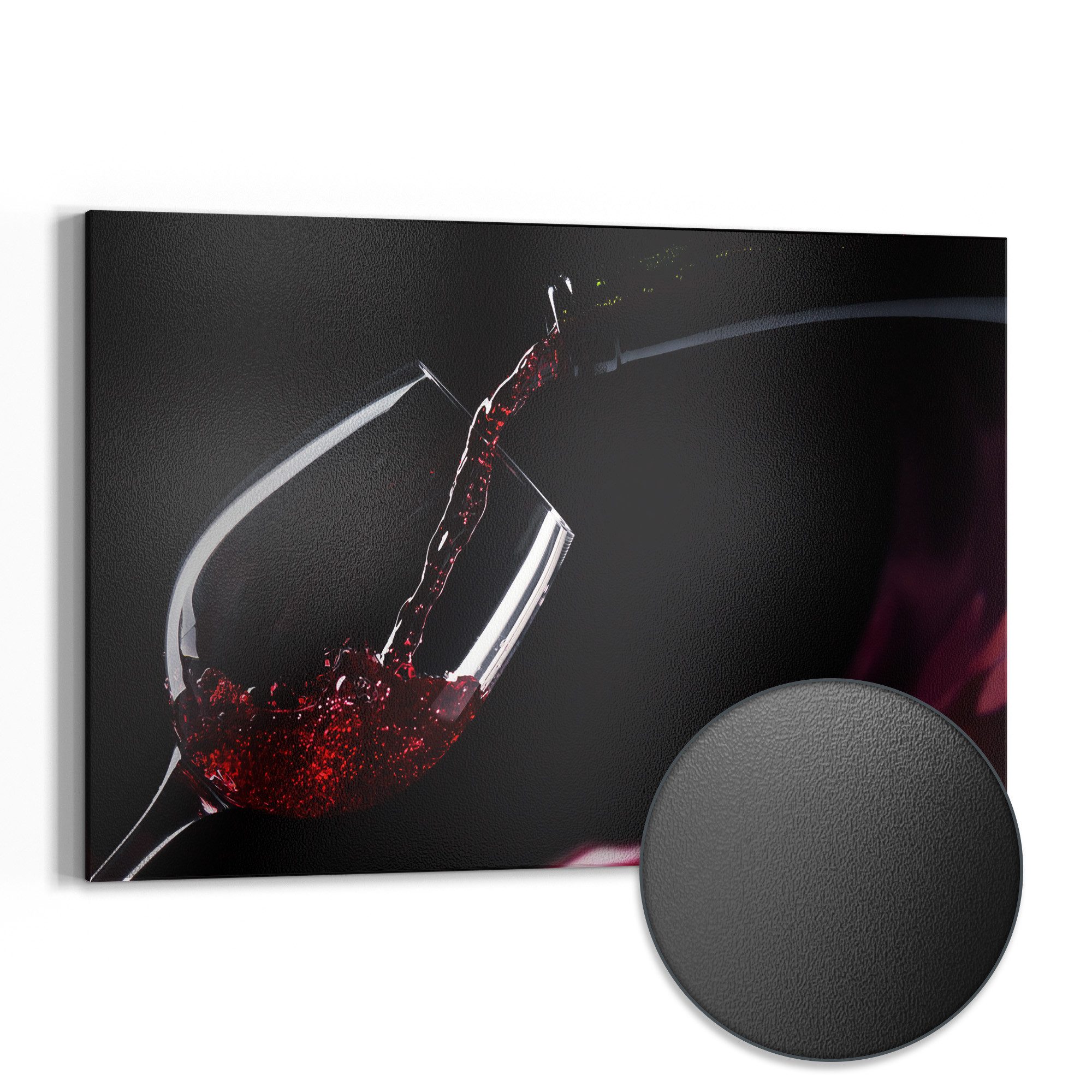 DEQORI Magnettafel 'Rotwein ins Glas gegossen', Metall Whiteboard für alle Magnete, Magnetboard magnetisch