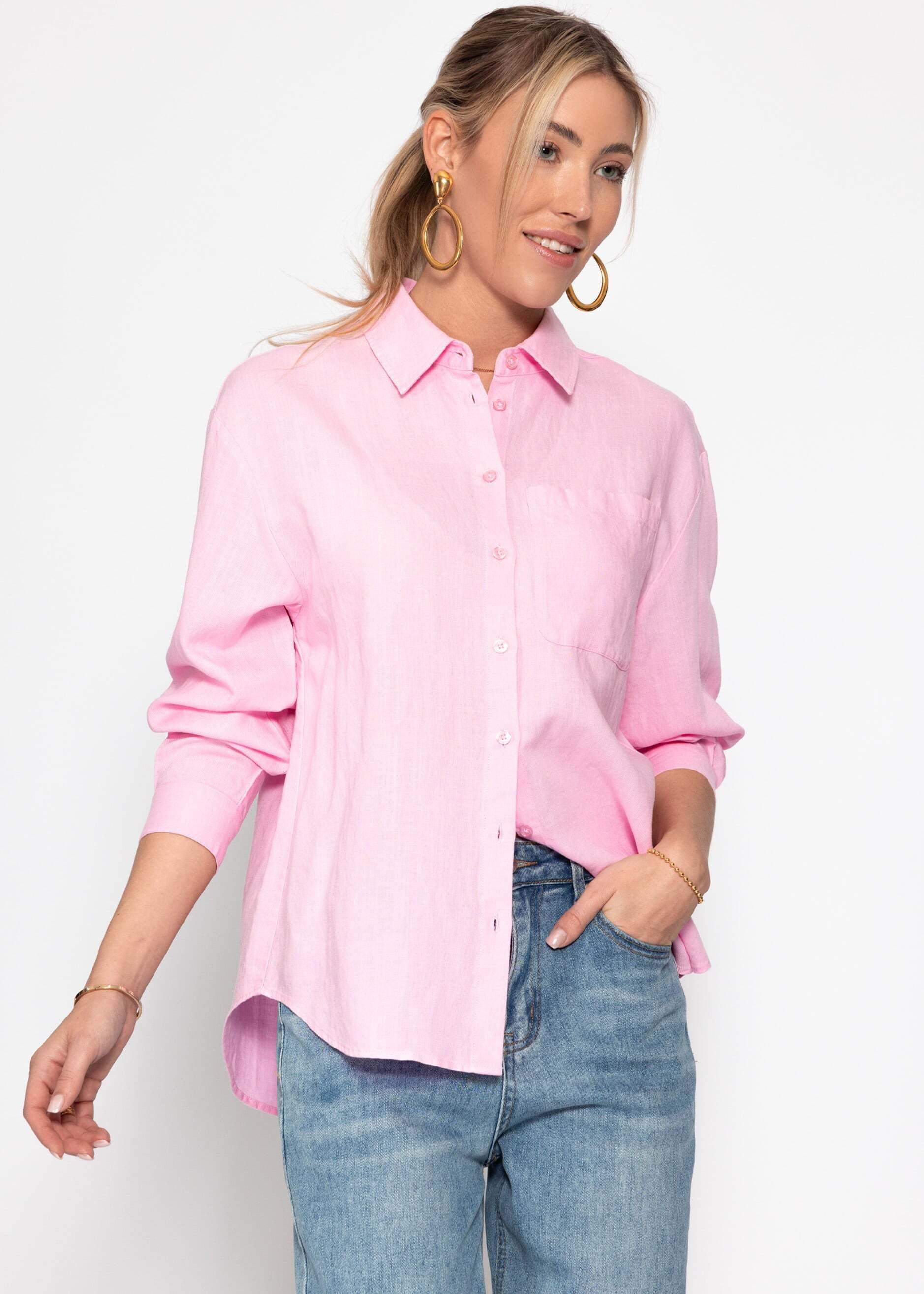 SASSYCLASSY Langarmbluse Leinen Hemdbluse für Damen Leichte Bluse mit klass günstig online kaufen