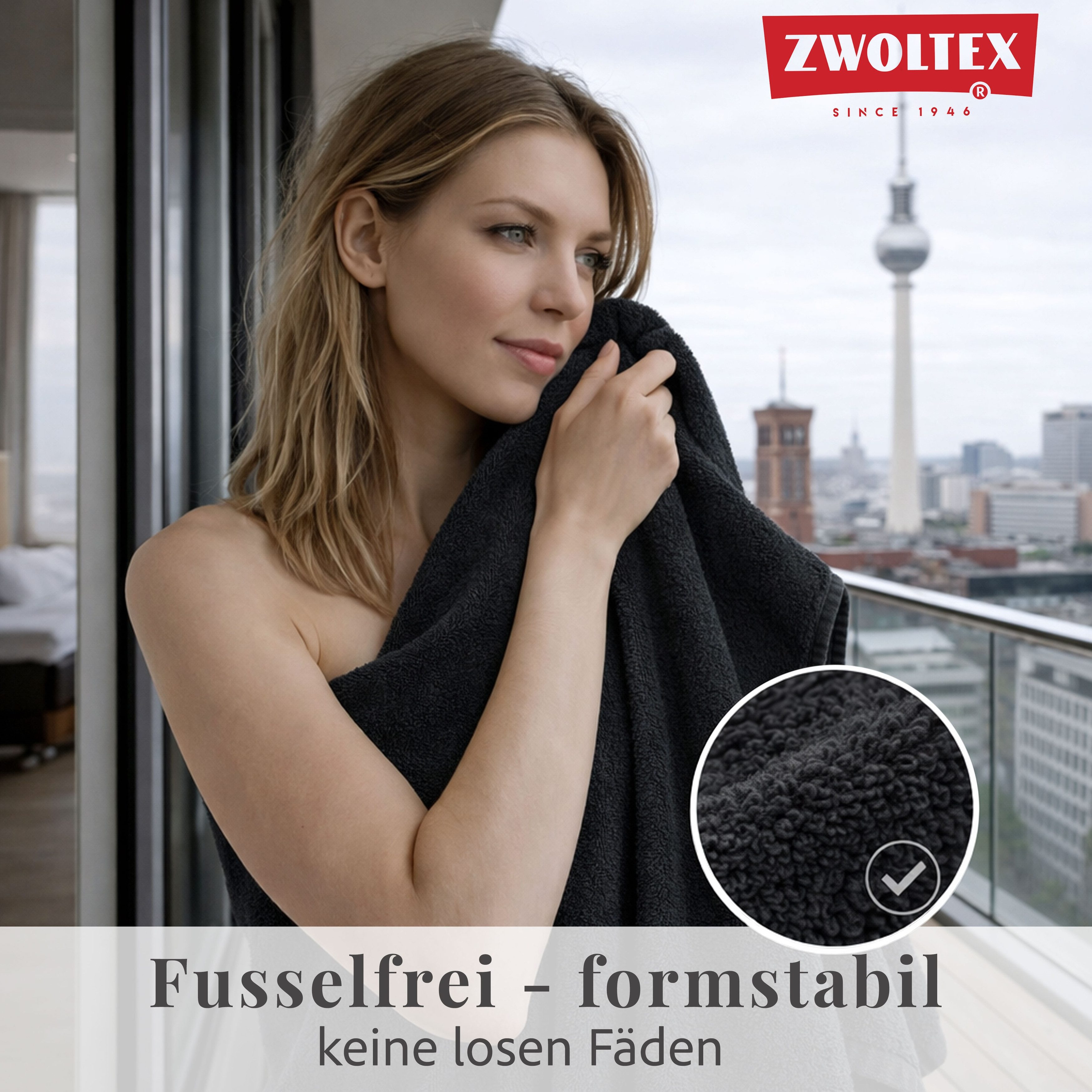 Zwoltex Handtücher 650g/m² dickes Badetuch weich saugstark Baumwolle Schwarz, (GOTS Bio Baumwolle OEKO-TEX zertifiziert Badetuch 100x150), Besonders weiche Haptik sorgt für angenehmes Hautgefühl