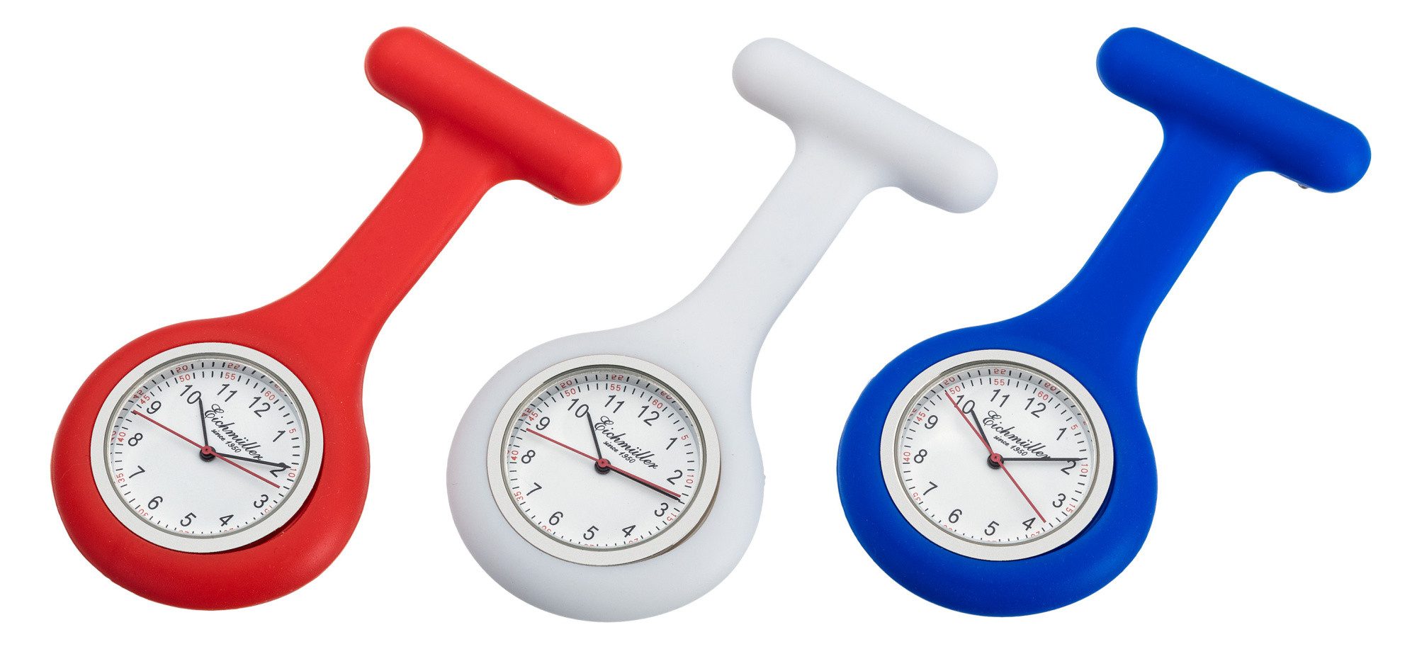Eichmüller Krankenpflegeuhr Schwesternuhr 3010-5 – Krankenschwesteruhr mit 3 Fassungen, 42 mm