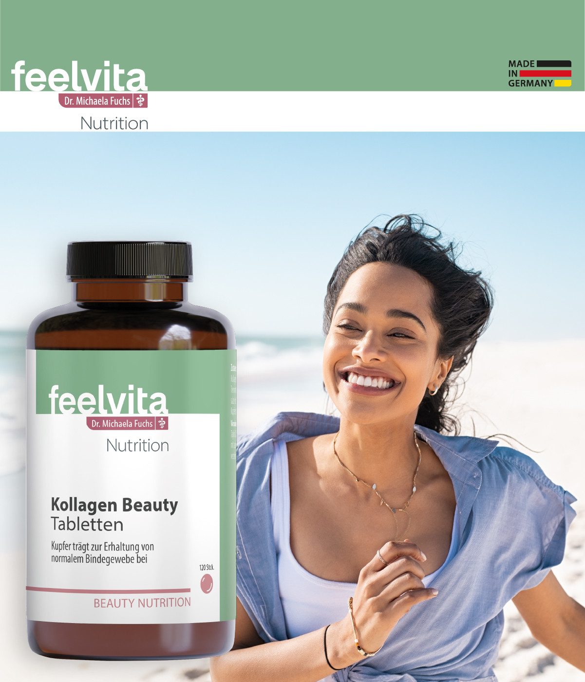 Genius Feelvita Nutrition Beauty & Vitamin Set 3-tlg. - Made in Germany Tablette/ Kapsel, Für eine einfache Nährstoffzufuhr à, Kollagen, Vitamin C, pflanzlichen Öle und Spurenelemente