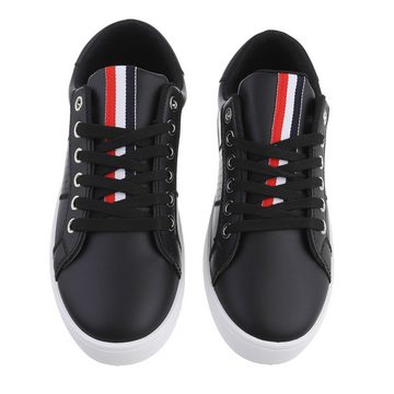 Ital-Design Damen Low-Top Freizeit Sneaker Flach Sneakers Low in Schwarz