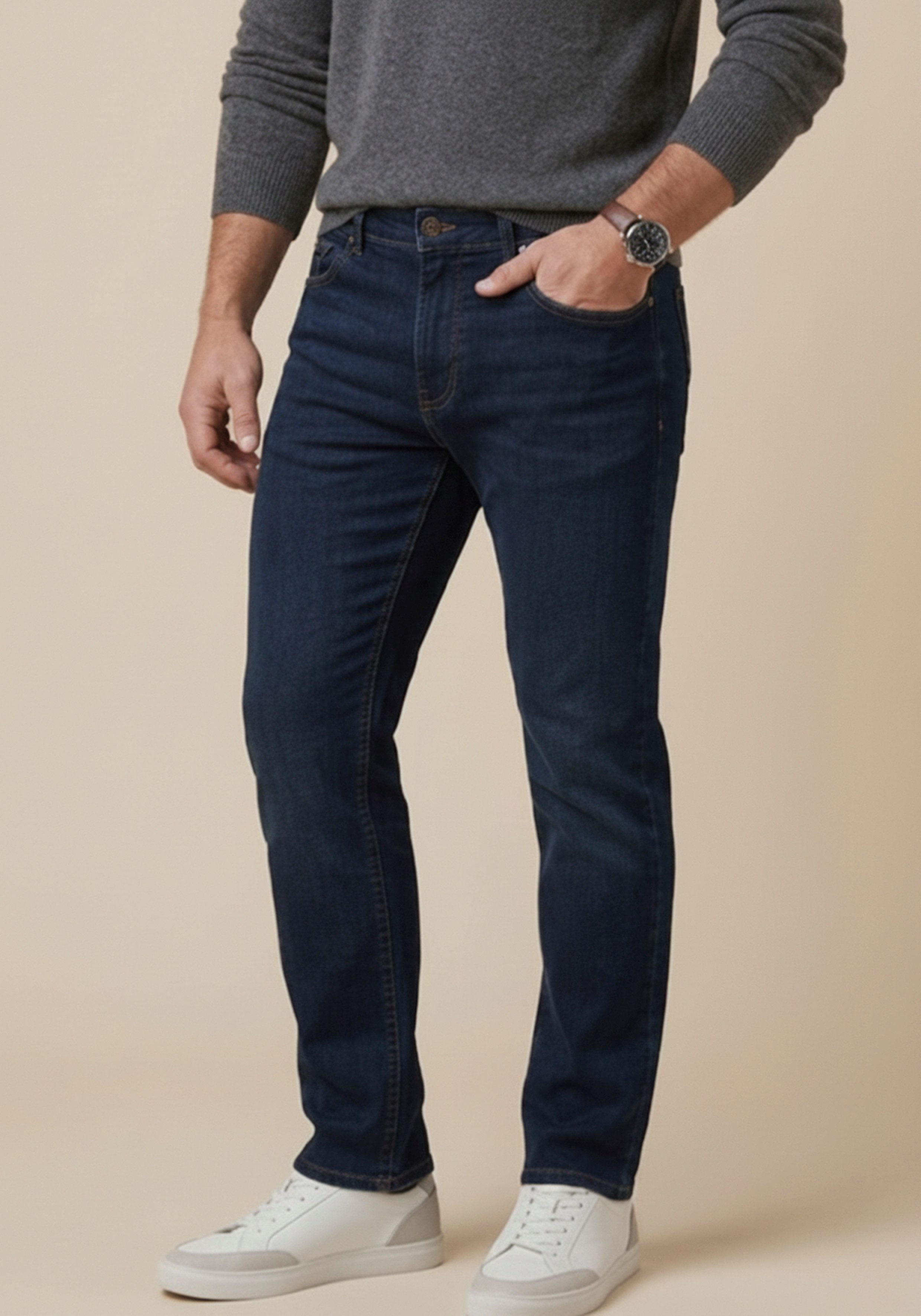 Man's World Plus Gerade Jeans Große Größen, straight fit Straight-Fit, gerader Beinverlauf, mit Knopf- und Reißverschluss