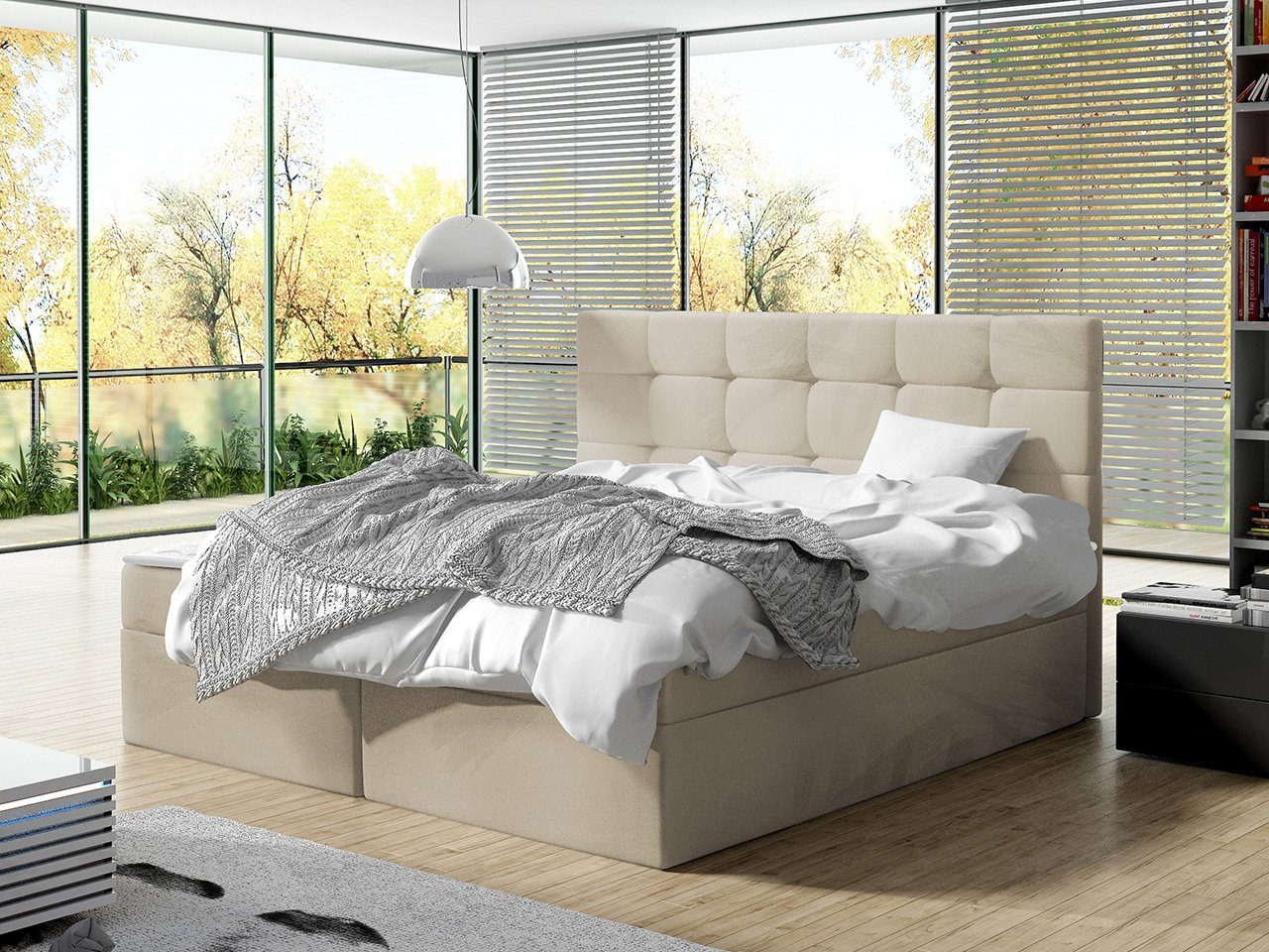 Boxspringbett Beige Mit Bettkasten