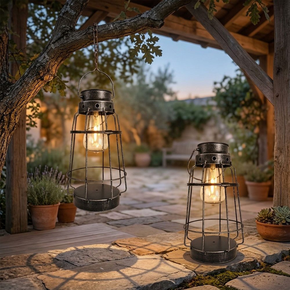NOWA LED Solarleuchte, LED-Leuchtmittel fest verbaut, Warmweiß, Laterne Silber Solarlampen für Außen Outdoor Laterne