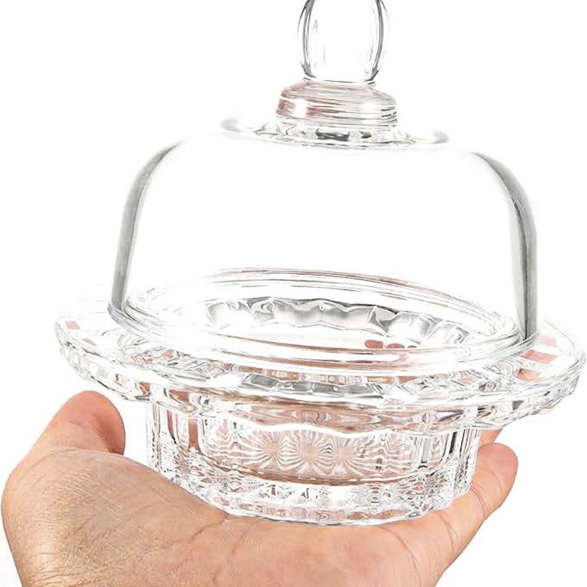 Sunay Zuckerdose Glasdose mit Deckel - ø10 cm, Stilvoll & Praktisch, Glas, (1-tlg), mit Glasdeckel