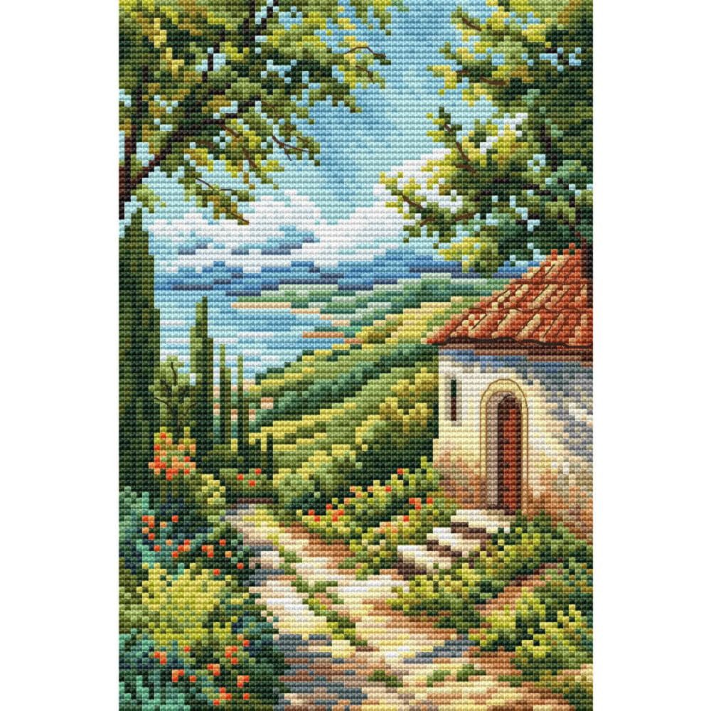 Collection D'art Kreativset CDA Kreuzstich Stickpackung "Straße zum Meer", Zählmuster, 14,5x22cm, (embroidery kit by Marussia)