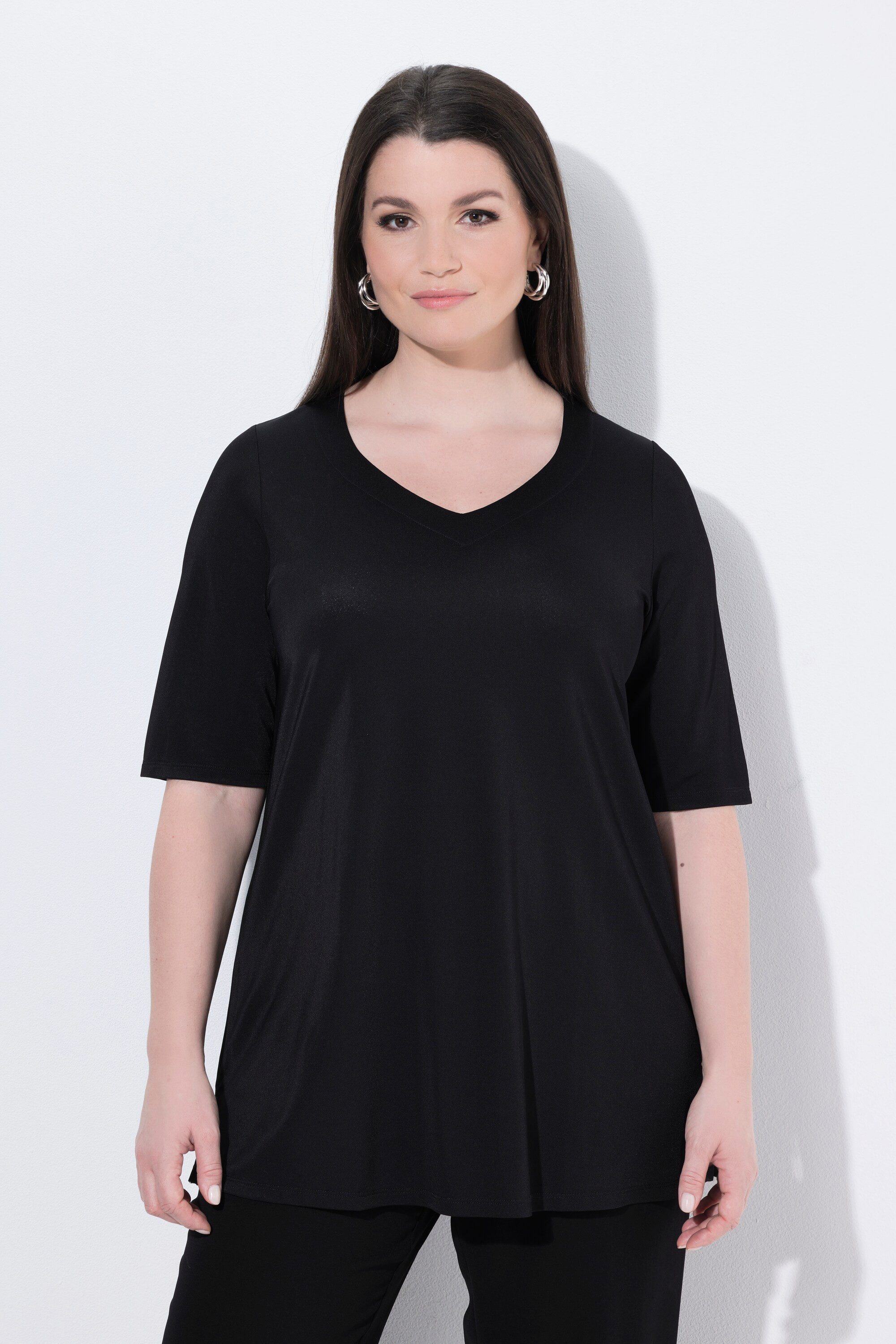 T-Shirt Slinky-Shirt A-Linie Herzausschnitt Halbarm
