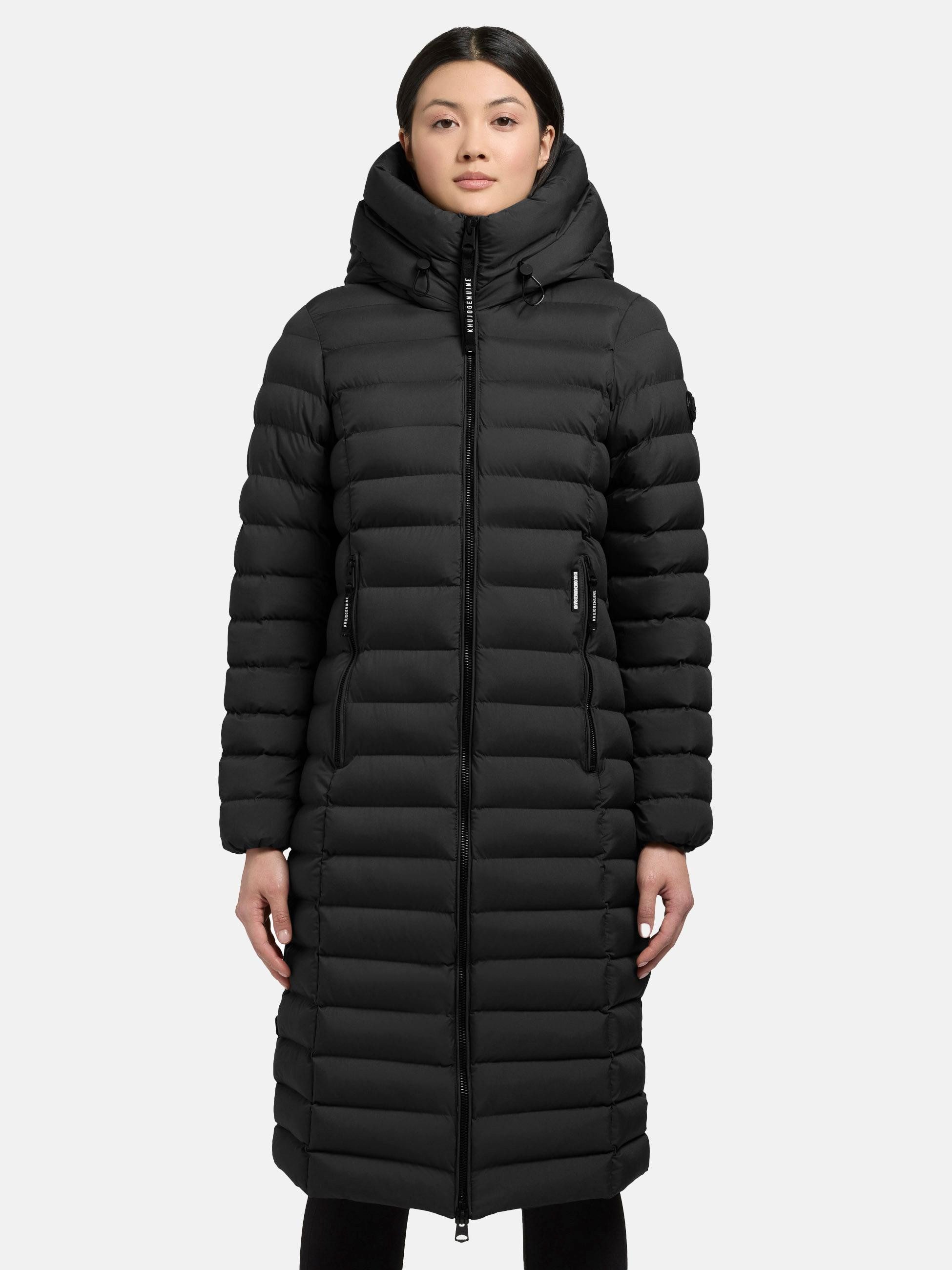 khujo Steppjacke Imes-YM Steppmantel mit hohem Kragen und silbrig glänzendem Innenfutter