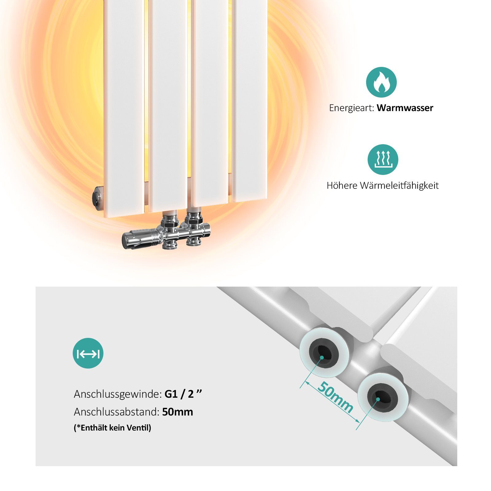 EMKE Heizkörper 160x46cm Flach Heizkörper Design Paneelheizkörper, Vertikal günstig online kaufen