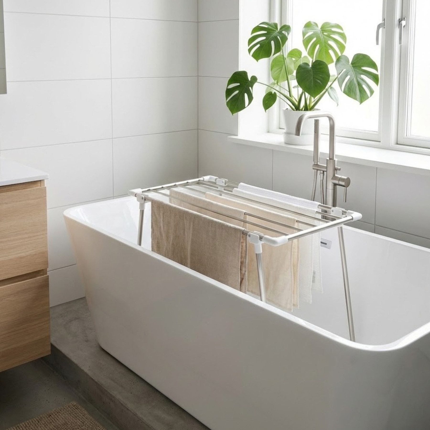NUXIO Wäscheständer Wäscheständer für die Badewanne, schmal 40 cm, FALLA, Platzsparend