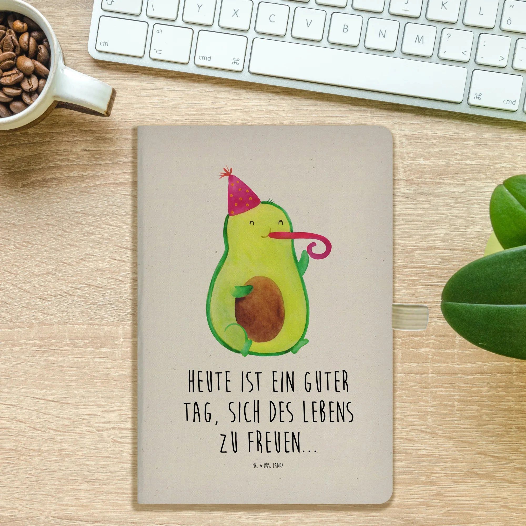 Thumbnail - Mr. & Mrs. Panda Notizbuch Avocado Feier - Transparent - Geschenk, Tröte, Veggie, Fete, A5 Ringb Mr. & Mrs. Panda, Kreat...
