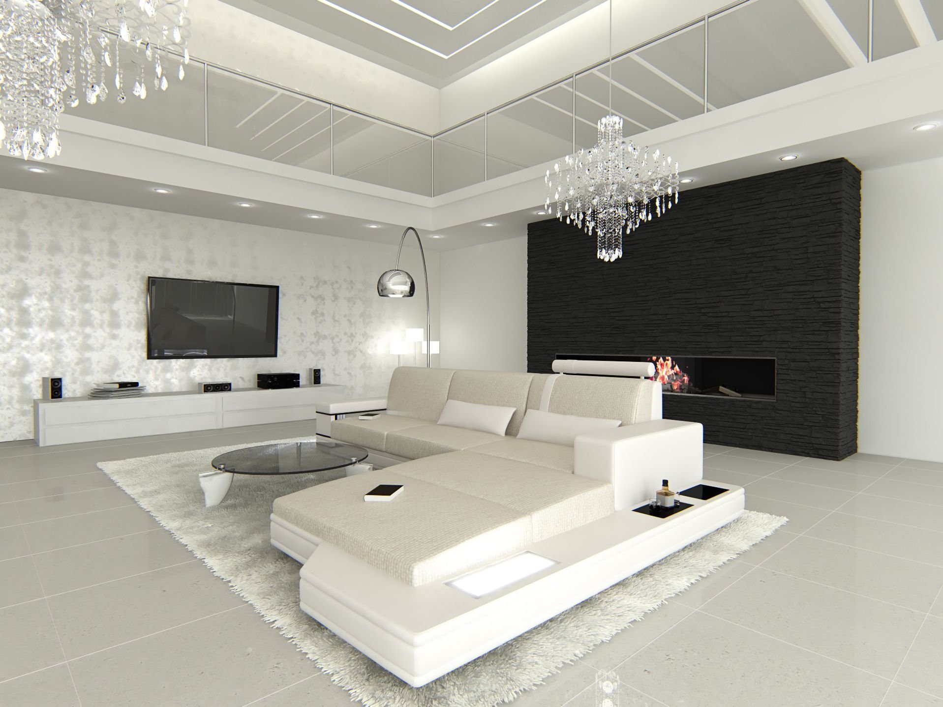 Sofa Dreams Ecksofa Polster Stoffsofa Messana L Form Sofa Stoff Couch, mit LED, wahlweise mit Bettfunktion als Schlafsofa, Designersofa