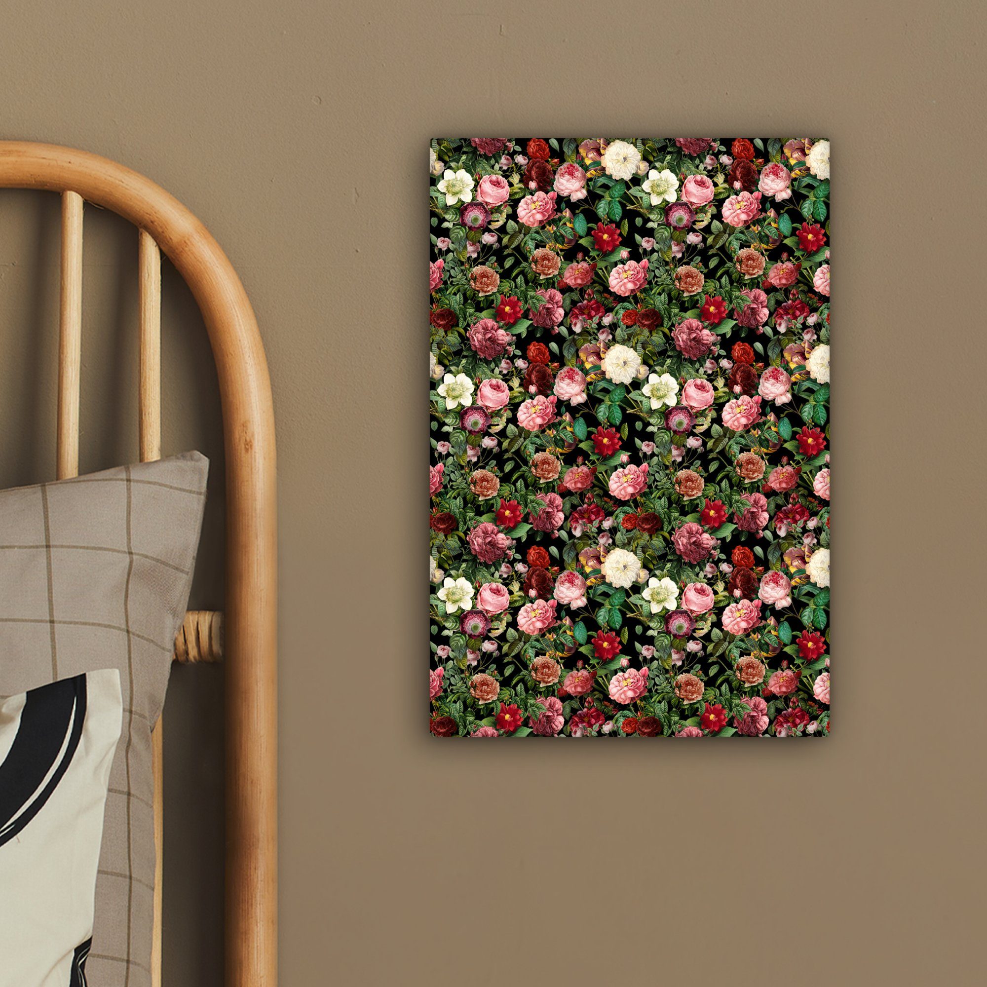 OneMillionCanvasses® Leinwandbild Pfingstrose - Blumen - Collage, Leinwandbild Gemälde, St), (1 fertig 20x30 Zackenaufhänger, cm inkl. bespannt