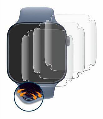 Savvies Full-Cover Schutzfolie für Apple Watch Series 8 (45 mm), Displayschutzfolie, 4 Stück, 3D Curved klar