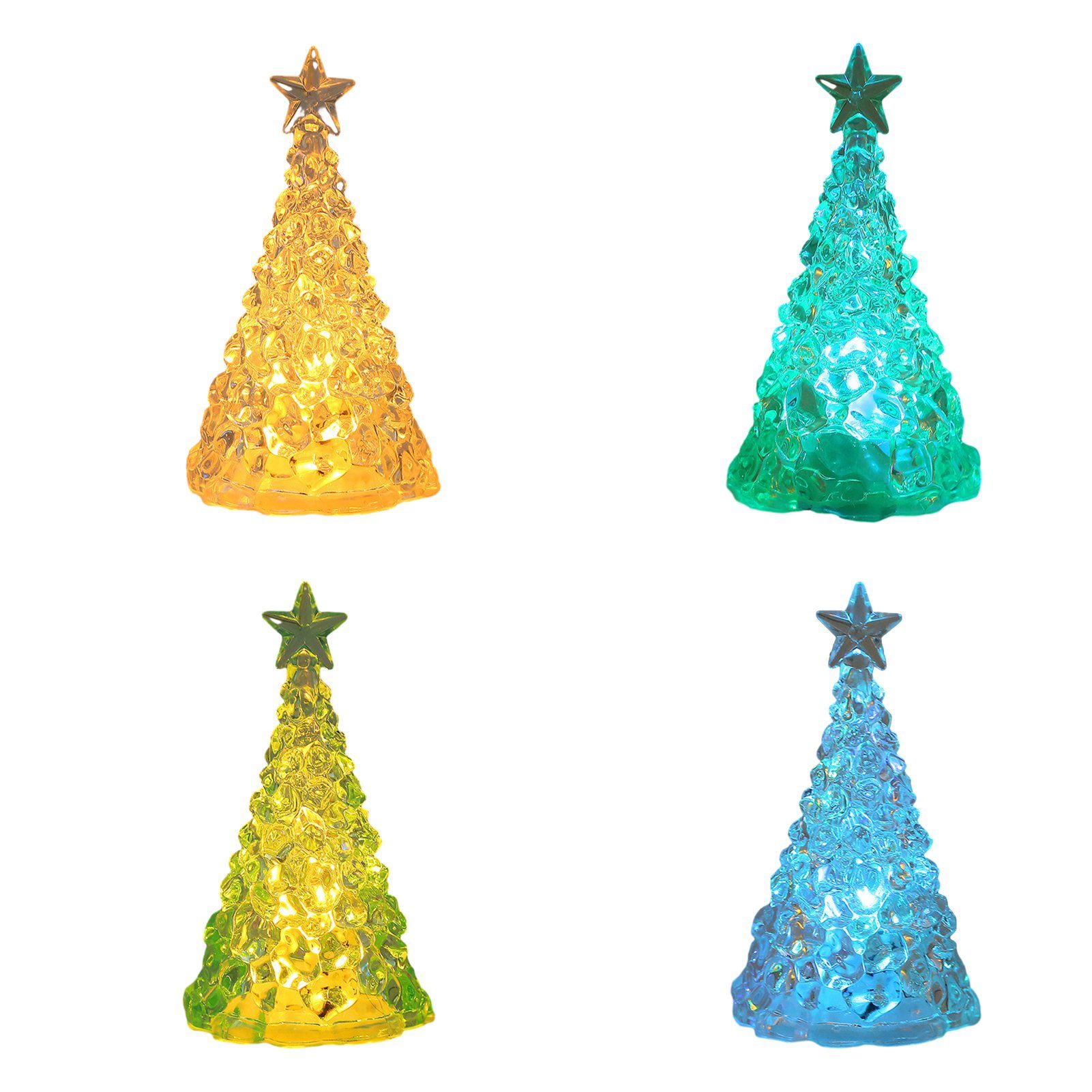 Weihnachtsdekorationen LED Nachtlicht Rutaqian Heiligabend LED Geschenk Desktop Ornament Bunt Kerzenlicht, Nachtlicht 4 Kristall Nachtlicht Weihnachtsbaum Stück