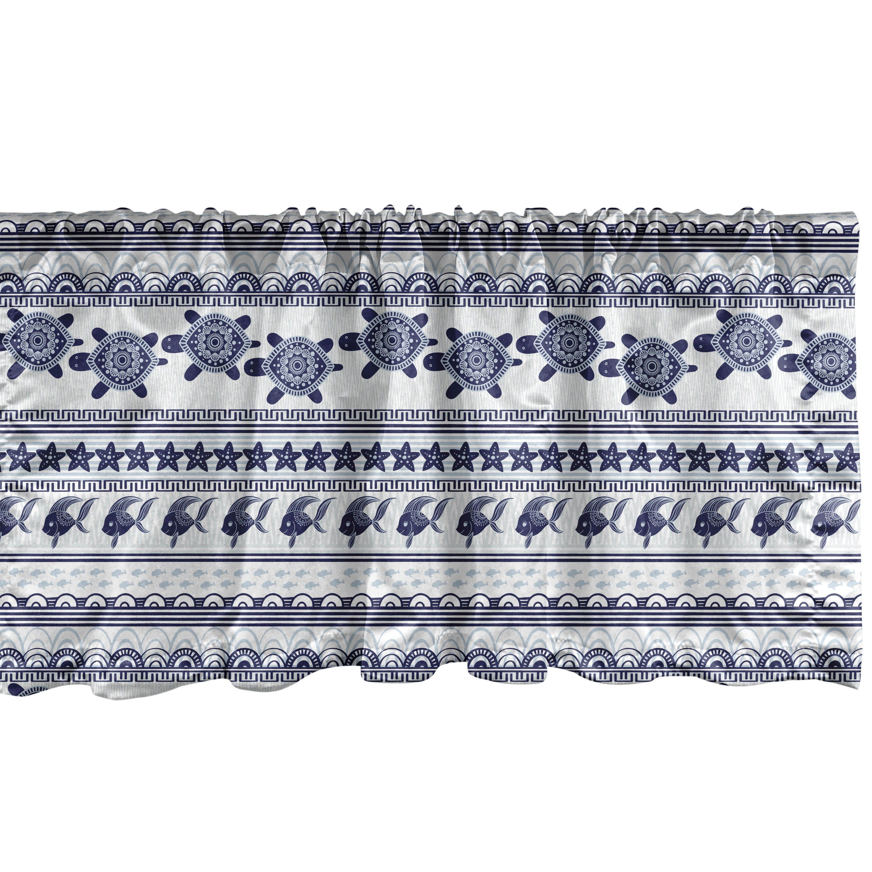 Scheibengardine Vorhang Volant für Küche Schlafzimmer Dekor mit Stangentasche, Abakuhaus, Microfaser, Unterwasser- Ethnic Aufwändige Marinekunst