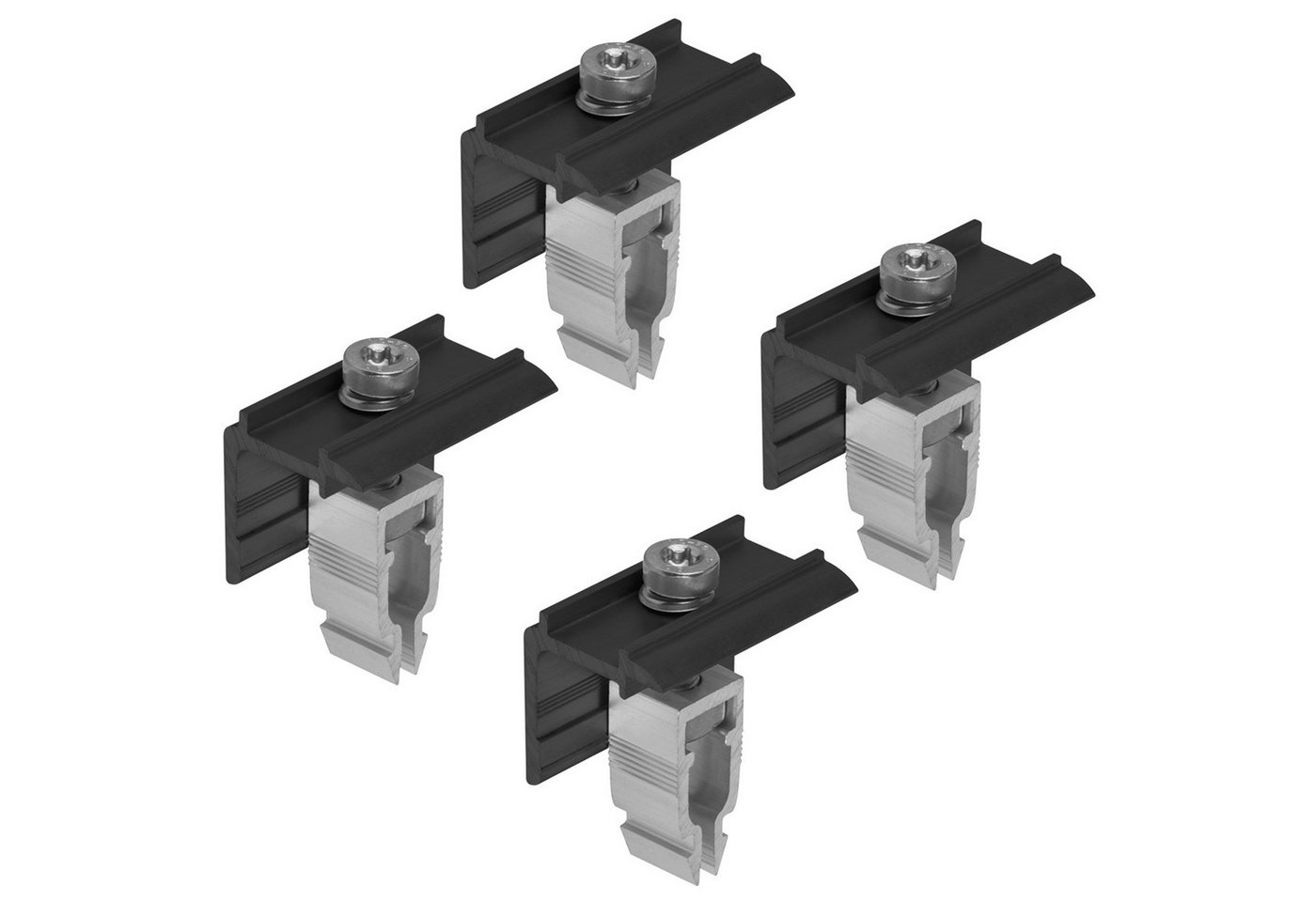 avoltik Solarmodul-Halterung Endklemme Mittelklemme silber o. schwarz 2x o. 4x PV Halterungen, (Endklemme Mittelklemme silber o. schwarz 2x o. 4x PV Halterungen, 4-tlg., Endklemme Mittelklemme silber o. schwarz 2x o. 4x PV Halterungen, Material: Aluminium / robust, witterungsbeständig, rostbeständig)