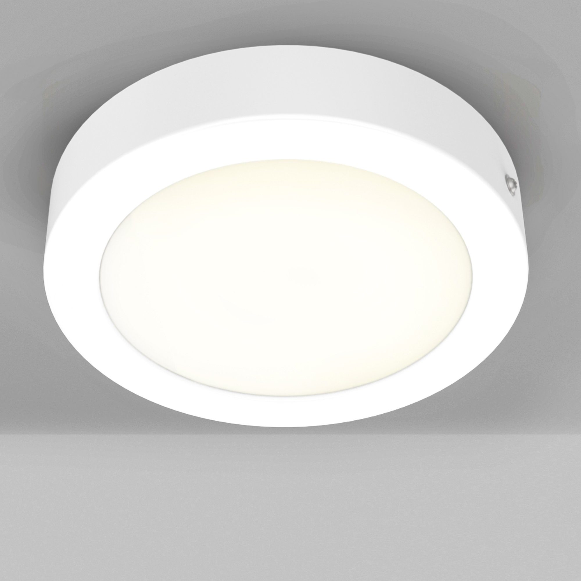 B.K.Licht LED Aufputz-Decken Spots, LED 900Lm, Panel, Ã˜170mm Unterbauleuchte, Aufbaustrahler Warmweiß, fest Garnet, 12W integriert
