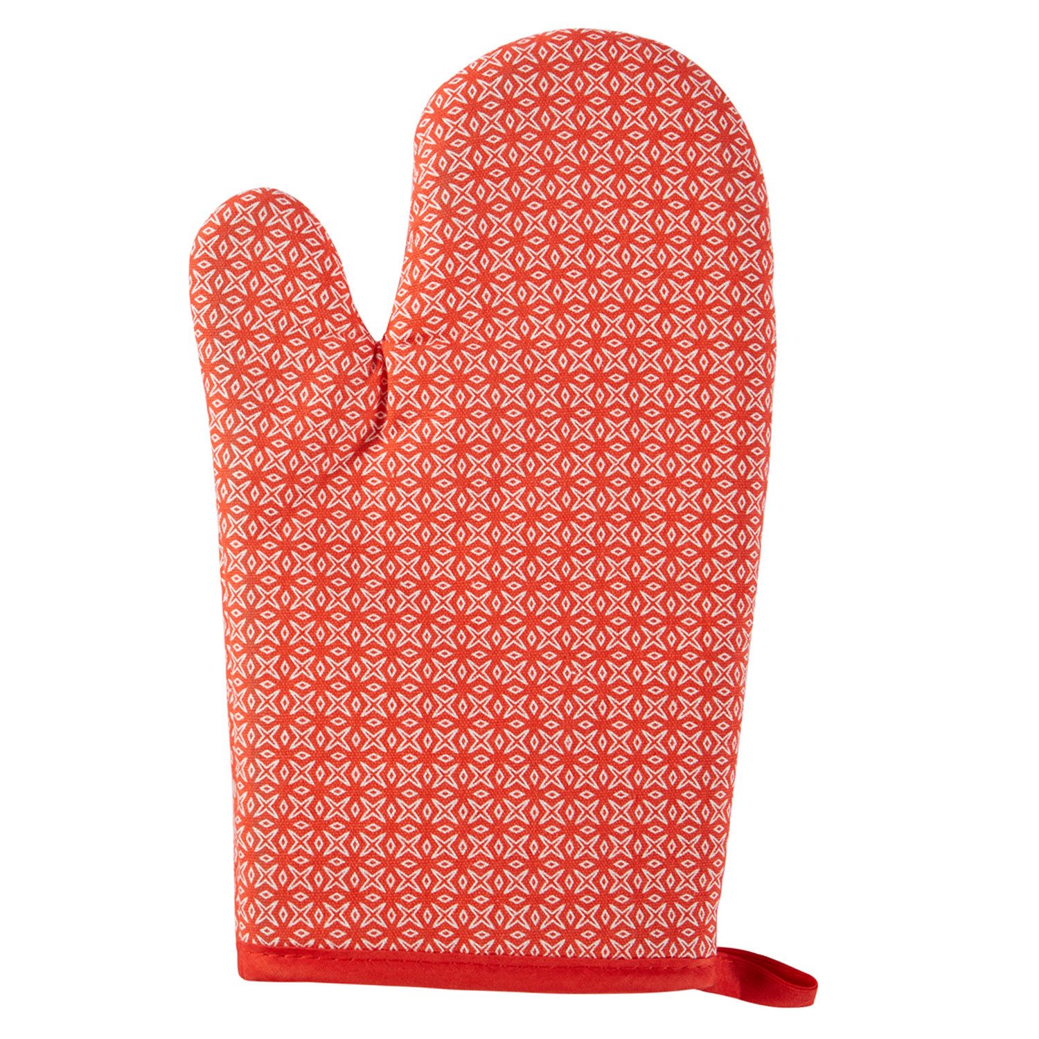 Marrakesch Orient & Mediterran Interior Topfhandschuhe 2er Set Ofenhandschuh und Topflappen Layla aus Baumwolle in Rot 28 cm, (1-tlg), Handarbeit