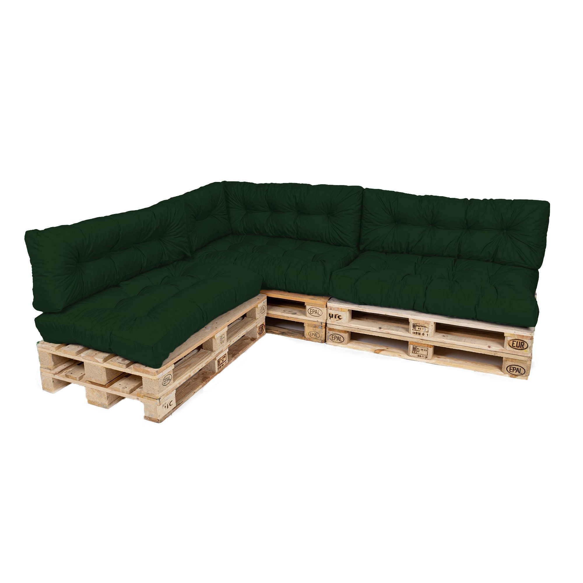 TexDeko Palettenkissen TexDeko Garden 7-TLG Palettenkissen-Set wasserabweisend gesteppt, 3x Palettenkissen (Sitzkissen) + 3x Rückenkissen + 1x Seitenkissen