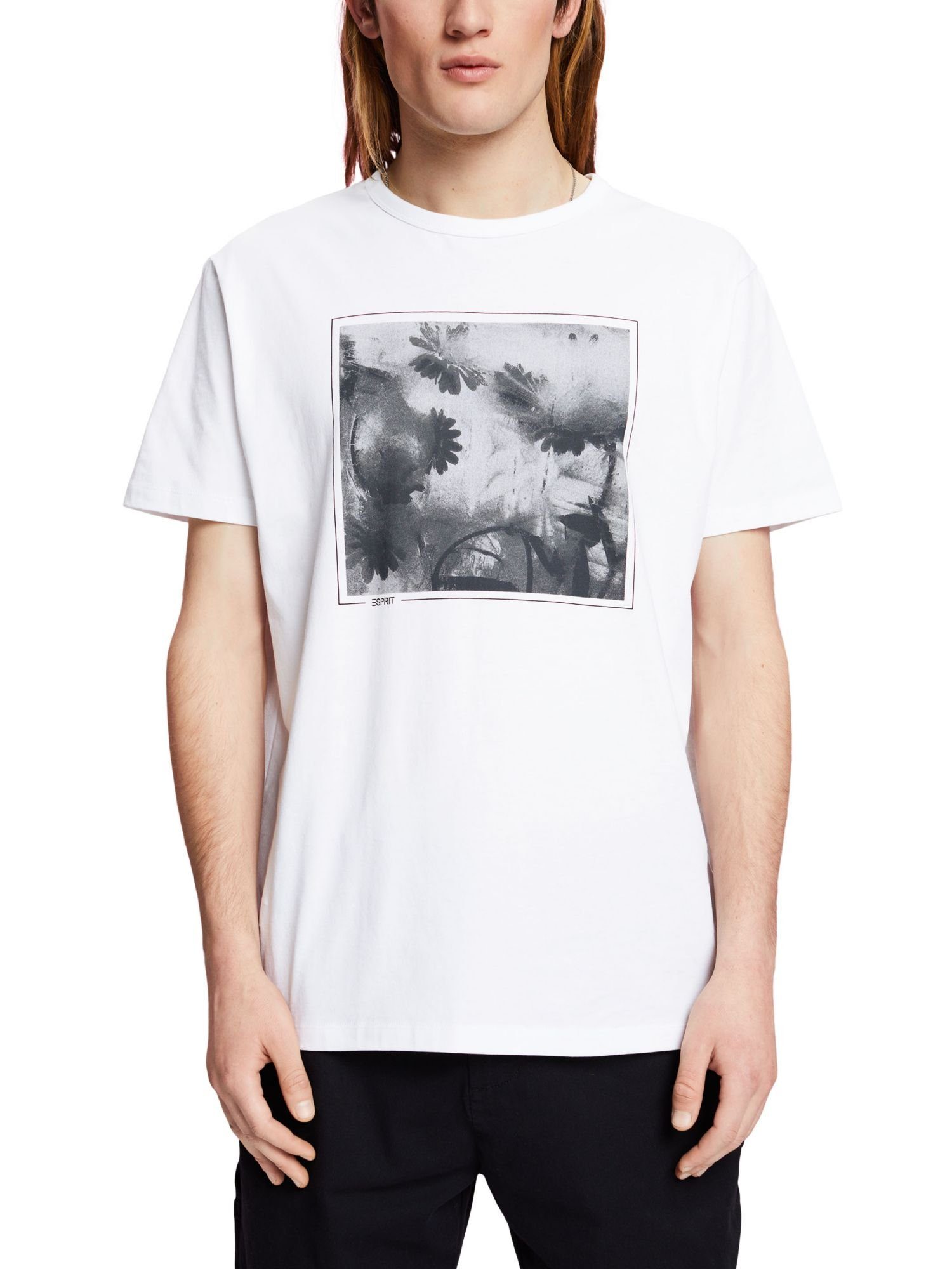 Baumwolle aus Print WHITE nachhaltiger T-Shirt T-Shirt Esprit (1-tlg) mit