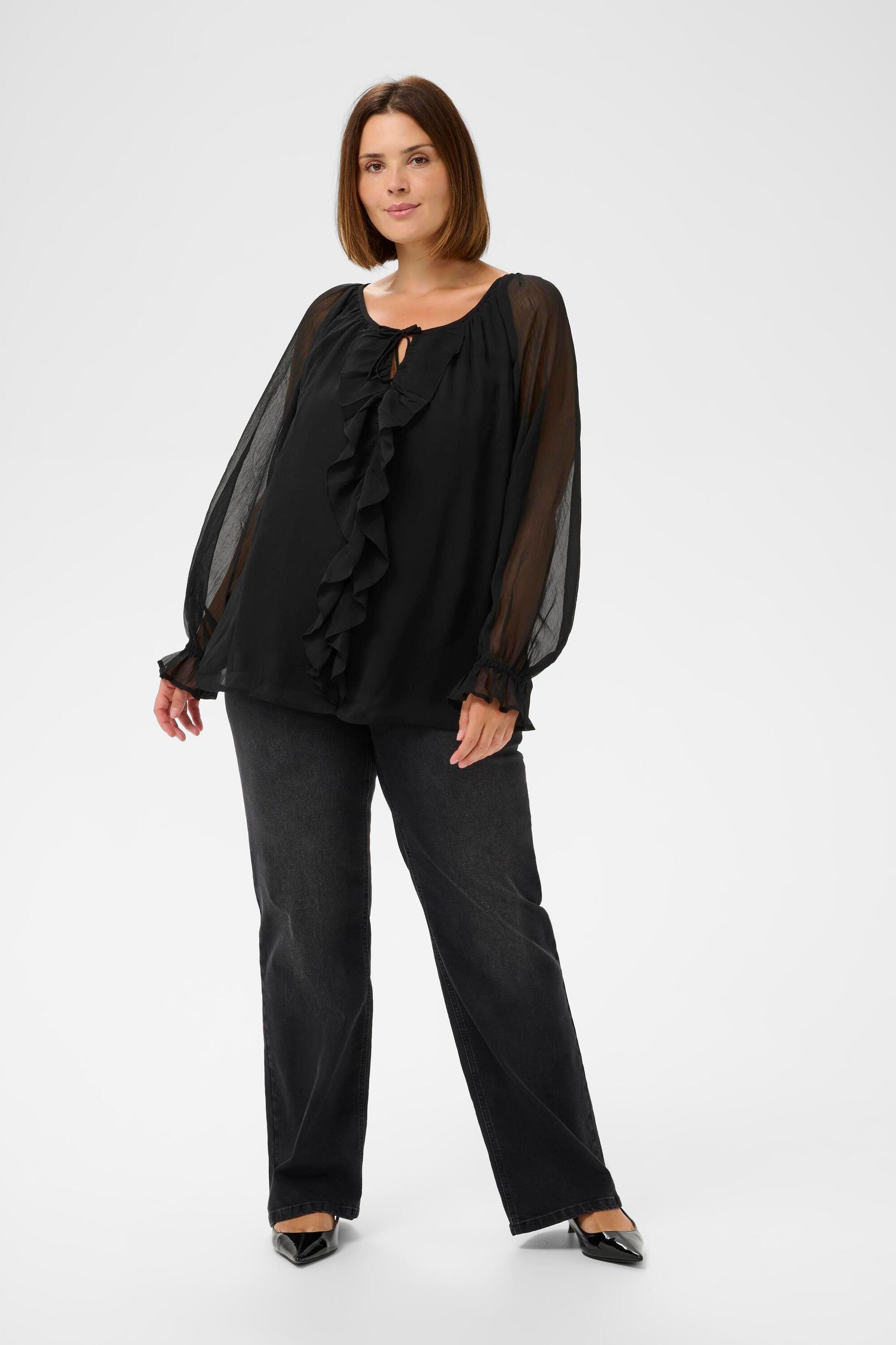 KAFFE Curve Langarmbluse Langarm-Bluse KCmilanna Große Größen