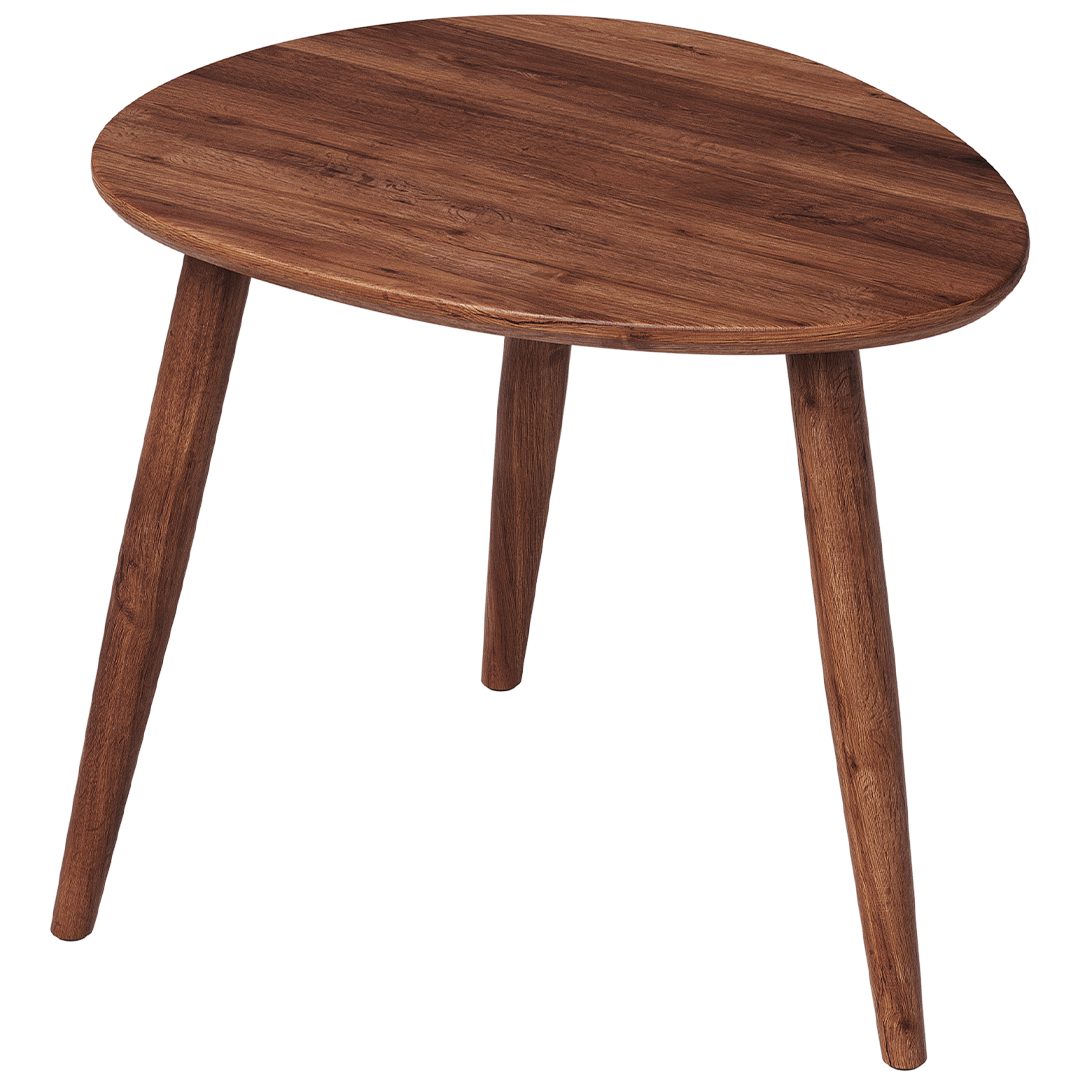 skølm Couchtisch Lodur aus Eiche Massivholz, Holztisch mit 3 Tischbeinen für Wohnzimmer, Wohnzimmertisch 55x38x45 cm, ovale Tischplatte