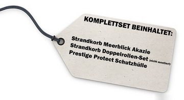 bene living Strandkorb Meerblick 2-Sitzer Akazie - PE grau - Modell 550, BxTxH: 120x80x160 cm, Oberkorb ca. 165 Grad, Ostsee-Strandkorb Komplettset