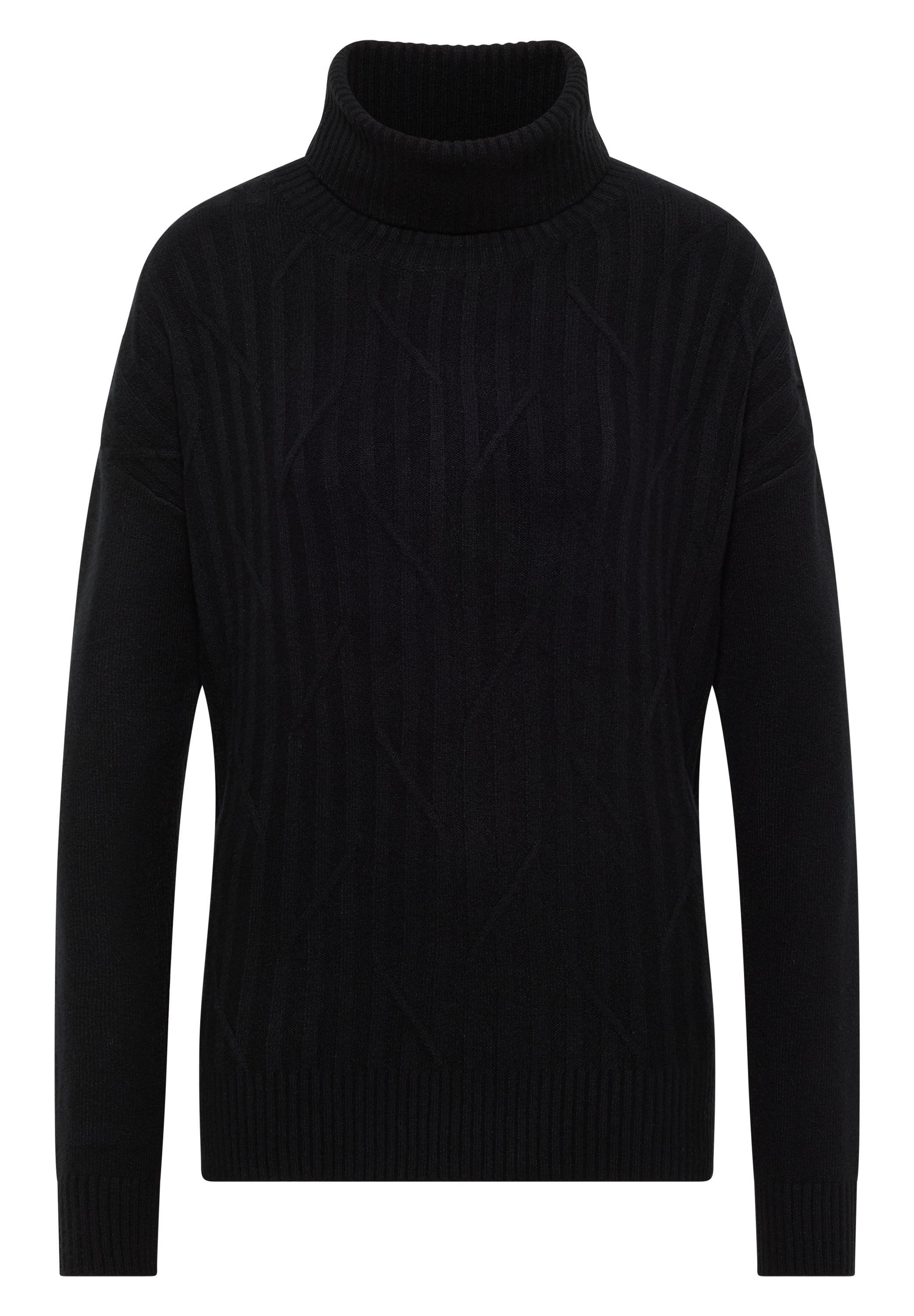 CECIL Rollkragenpullover mit Strick-Muster und Umlegekragen