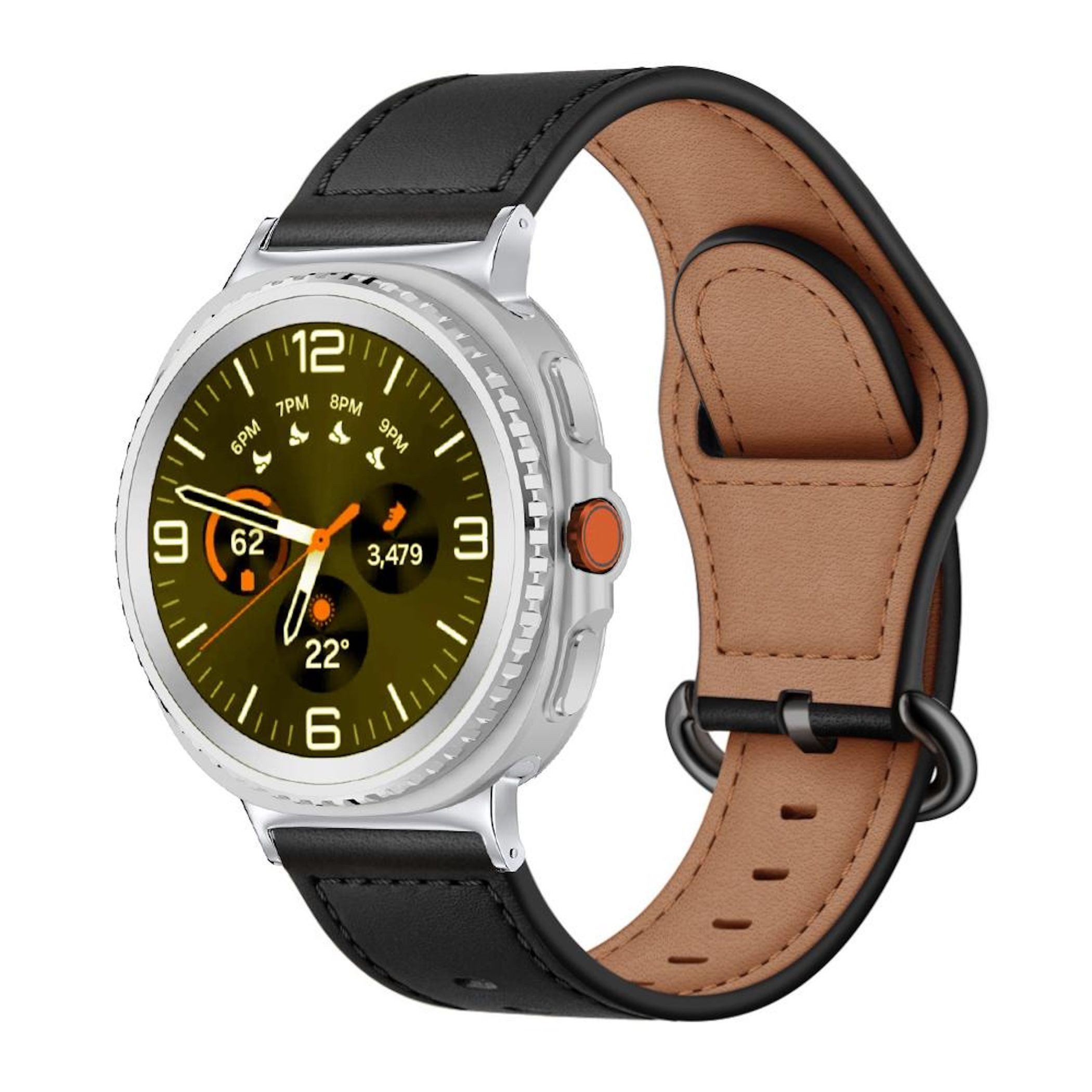Wigento Smartwatch-Armband Leder für Samsung Galaxy Watch 9 / 8 / 8 Classic Dornschließe, Leder Armband mit Dornschließe