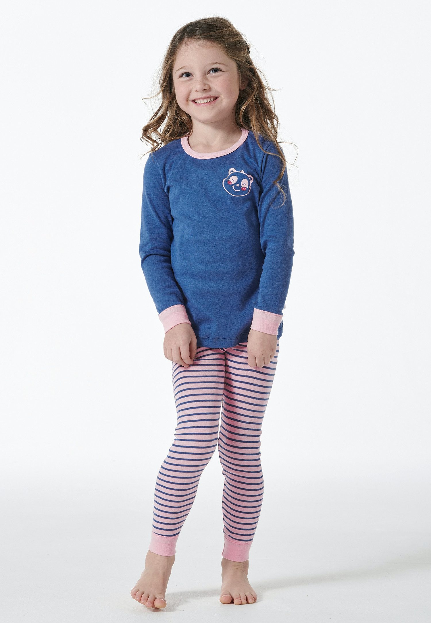 Schiesser Schlafanzug Girls World (2 tlg) mit farbigen Kontrastbündchen