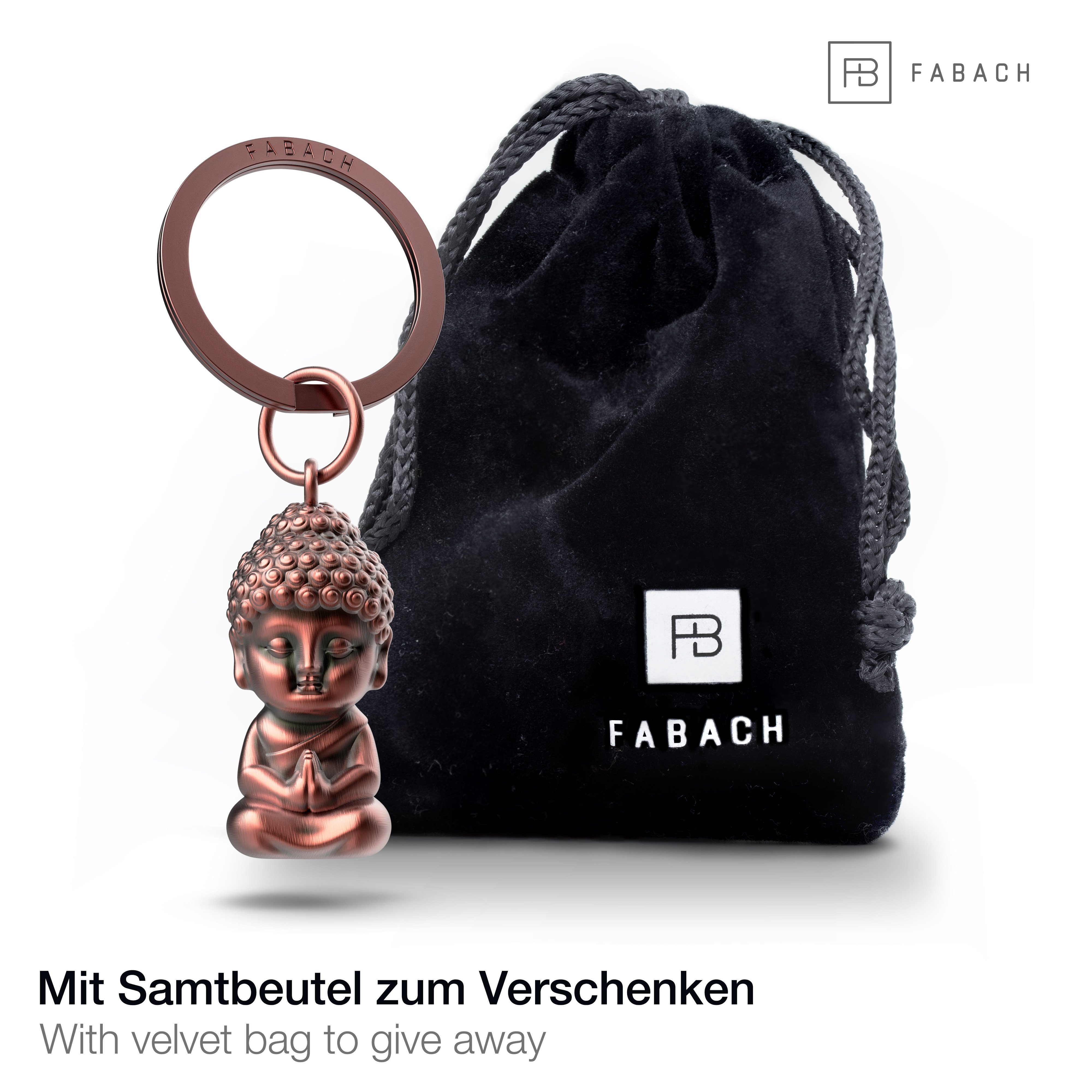 Buddha Mini-Buddha Anhänger - Roségold aus Schlüsselanhänger - FABACH Antique Karma Metall Glücksbringer