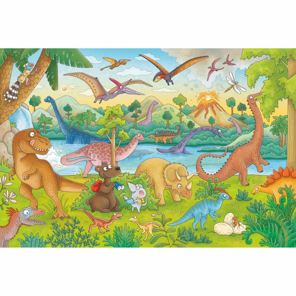 Schmidt Spiele Puzzle Mauseschlau & Bärenstark Reise in die Urzeit, 60 Puzzleteile