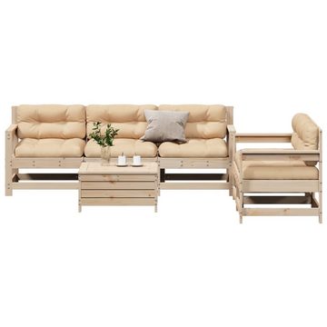 vidaXL Gartenlounge-Set 6-tlg. Garten-Lounge-Set mit Kissen Massivholz Kiefer, (1-tlg)