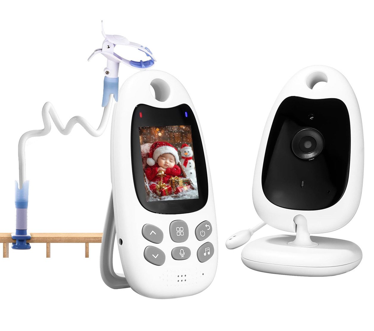TWUFY Babyphone Tragbares Video Baby Monitor Babyphone mit Kamera mit Halterung, Babyfon mit Kamera 2'' Video Baby Monitor Kamera und Audio, 1-tlg., mit VOX Funktion Gegensprechfunktion Nachtsicht Temperaturüberwachung, für Zuhause unterwegs,Eltern Babys Kita Senioren und Patienten