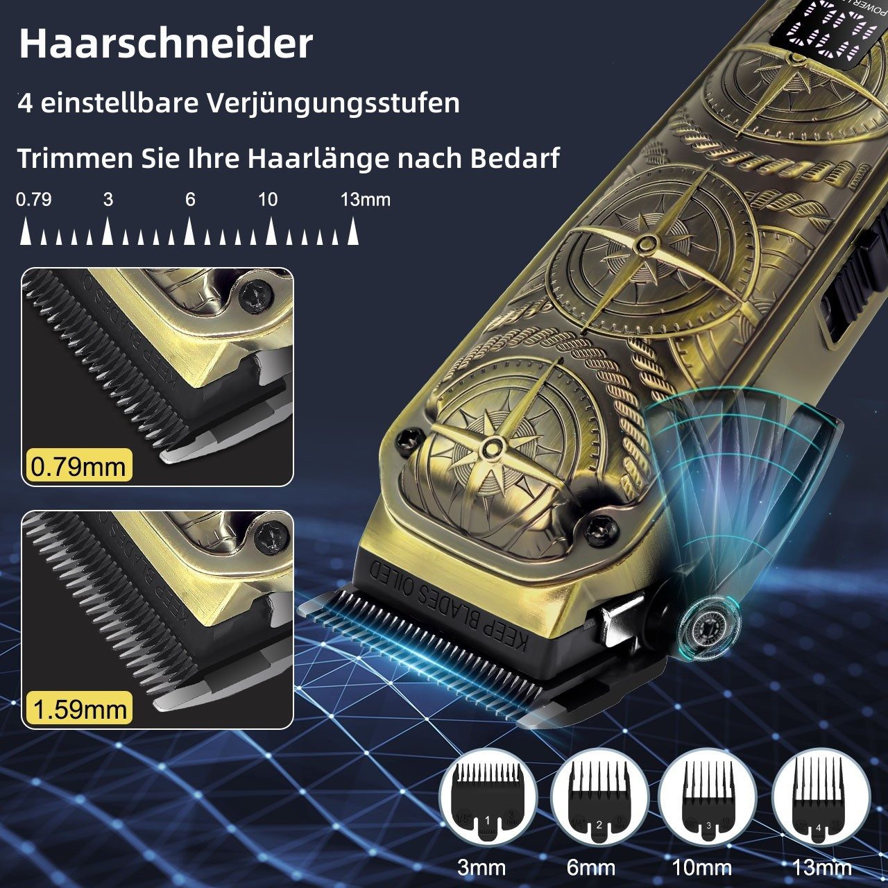 HATTEKER Haar- und Bartschneider HT-6063, Haarschneider Set Barttrimmer Elektrorasierer, LCD-Display