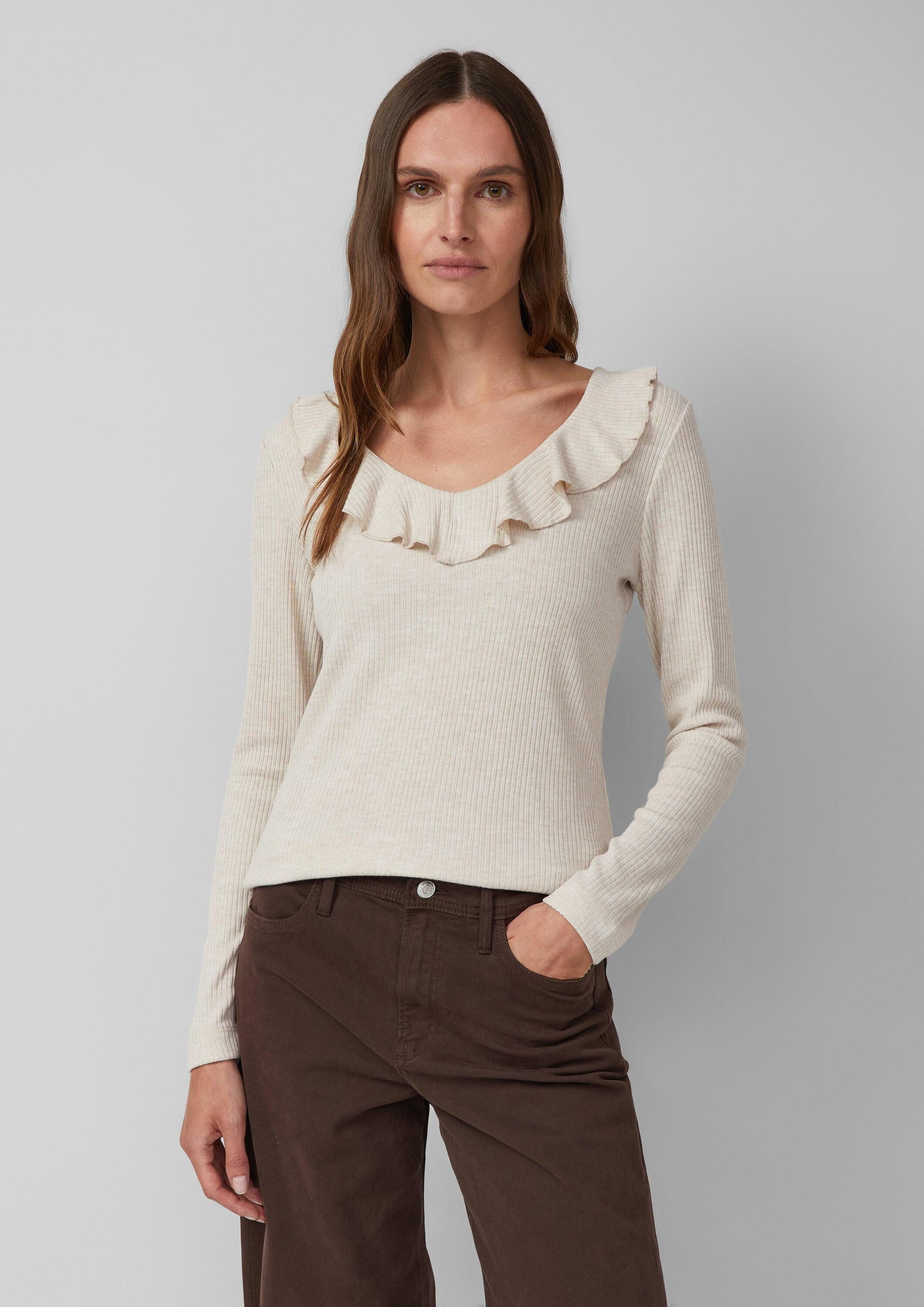s.Oliver Langarmshirt T-Shirt Strick-Shirt im Slim Fit mit Volants günstig online kaufen