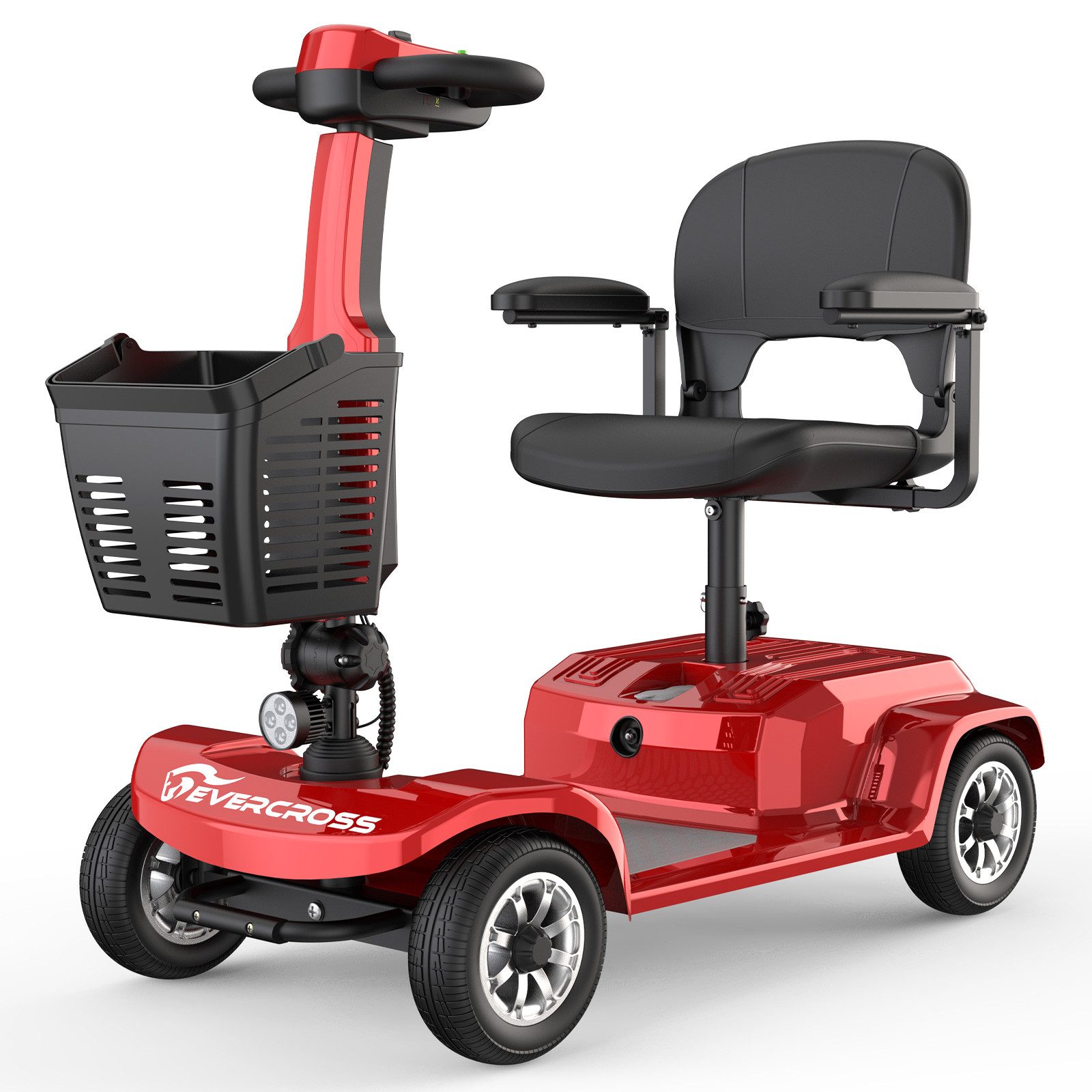 EVERCROSS TECH Elektromobil Faltbarer 4-Rad-Scooter, 38-42km, 20.8Ah, 250W, 180° Drehsitz, verstellbarer Lenker, E-Bremse, Frontkorb